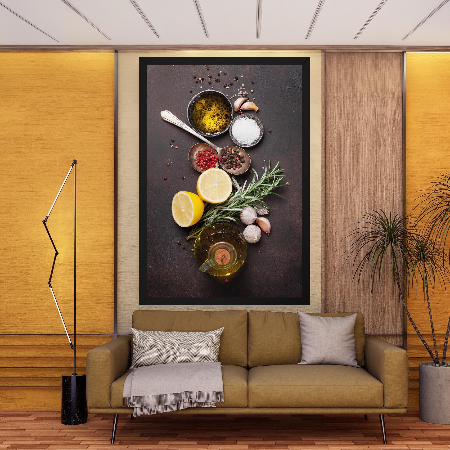 Vászonkép Spices On Stone Table mockup 9