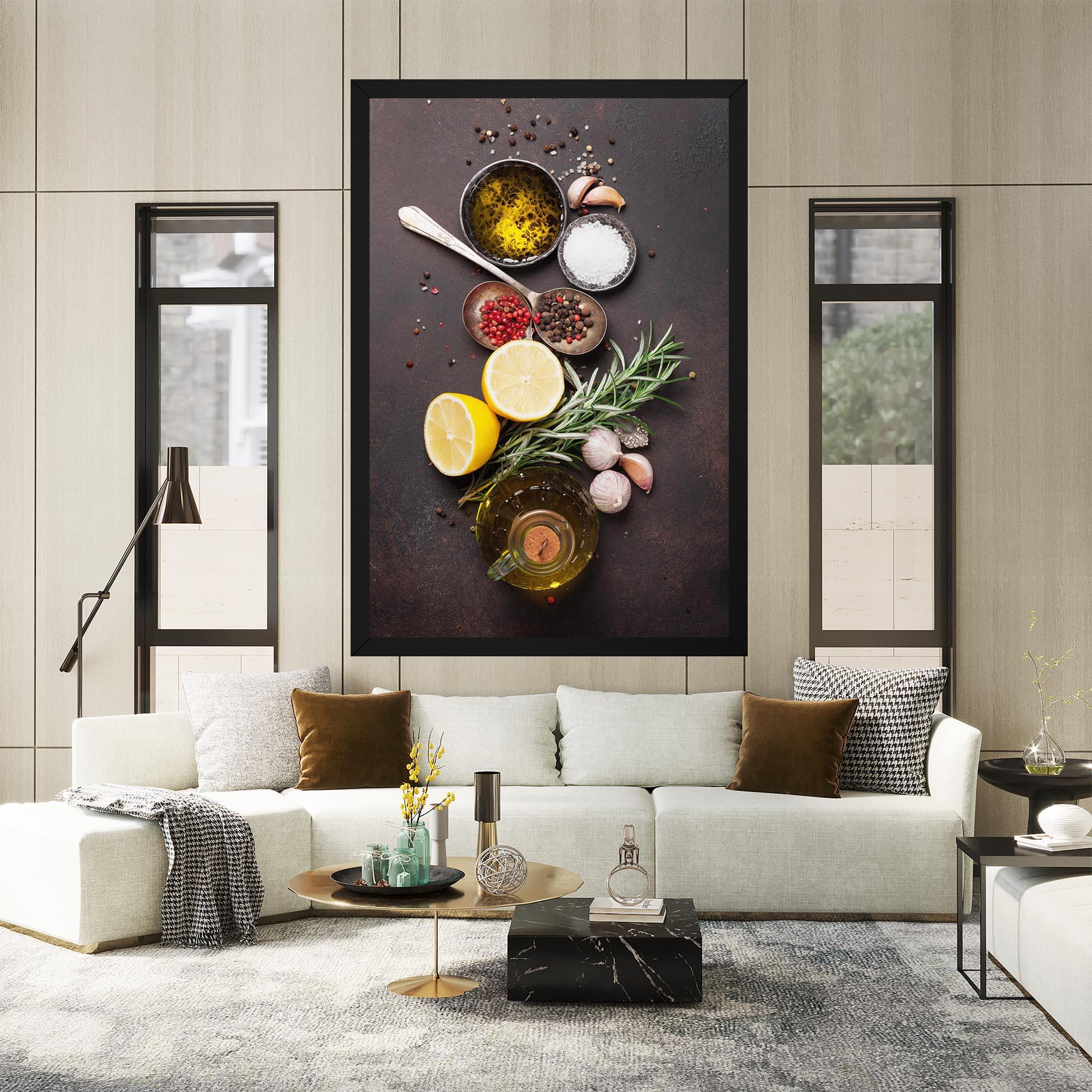 Vászonkép Spices On Stone Table mockup 2