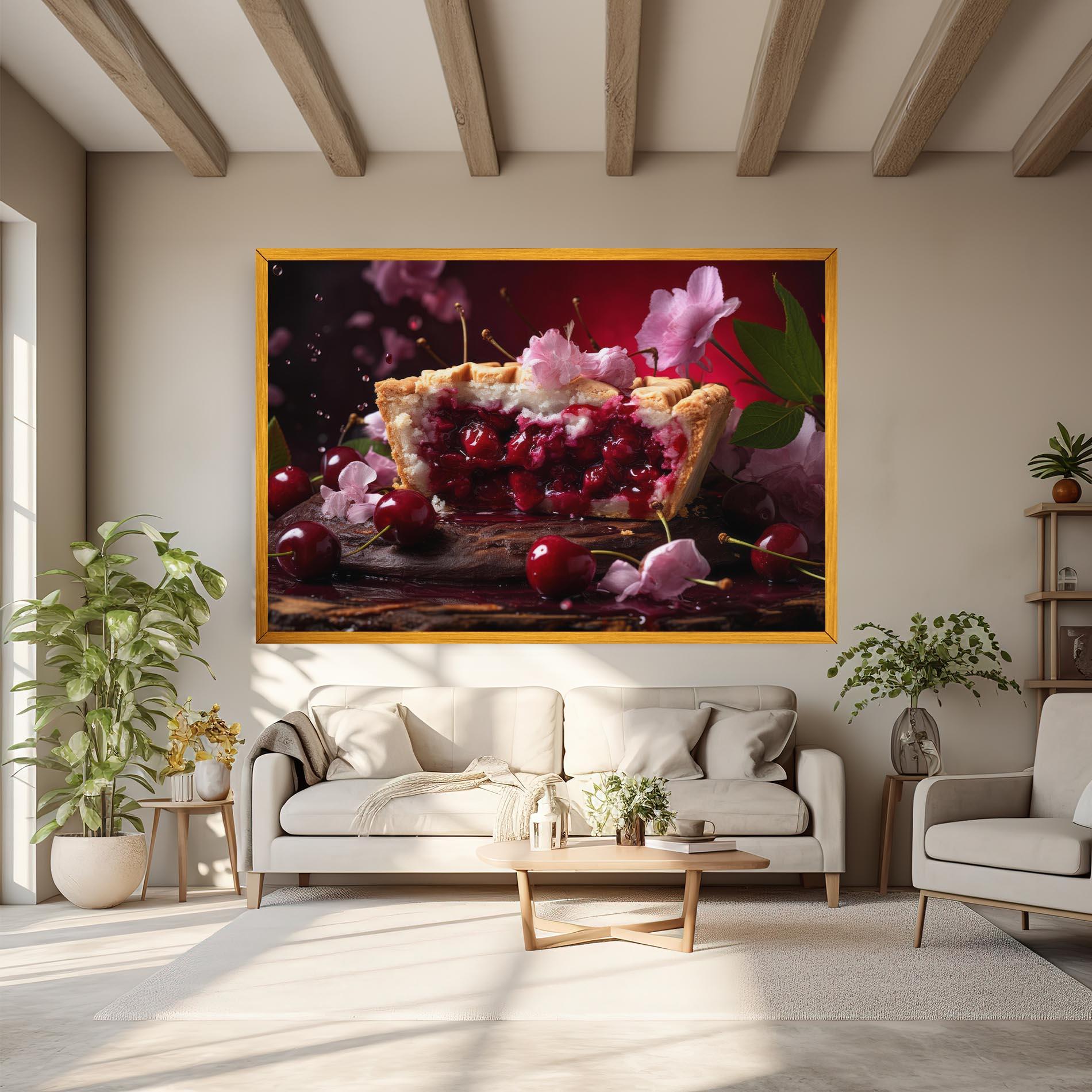 Vászonkép Wooden Table Cherries mockup 6