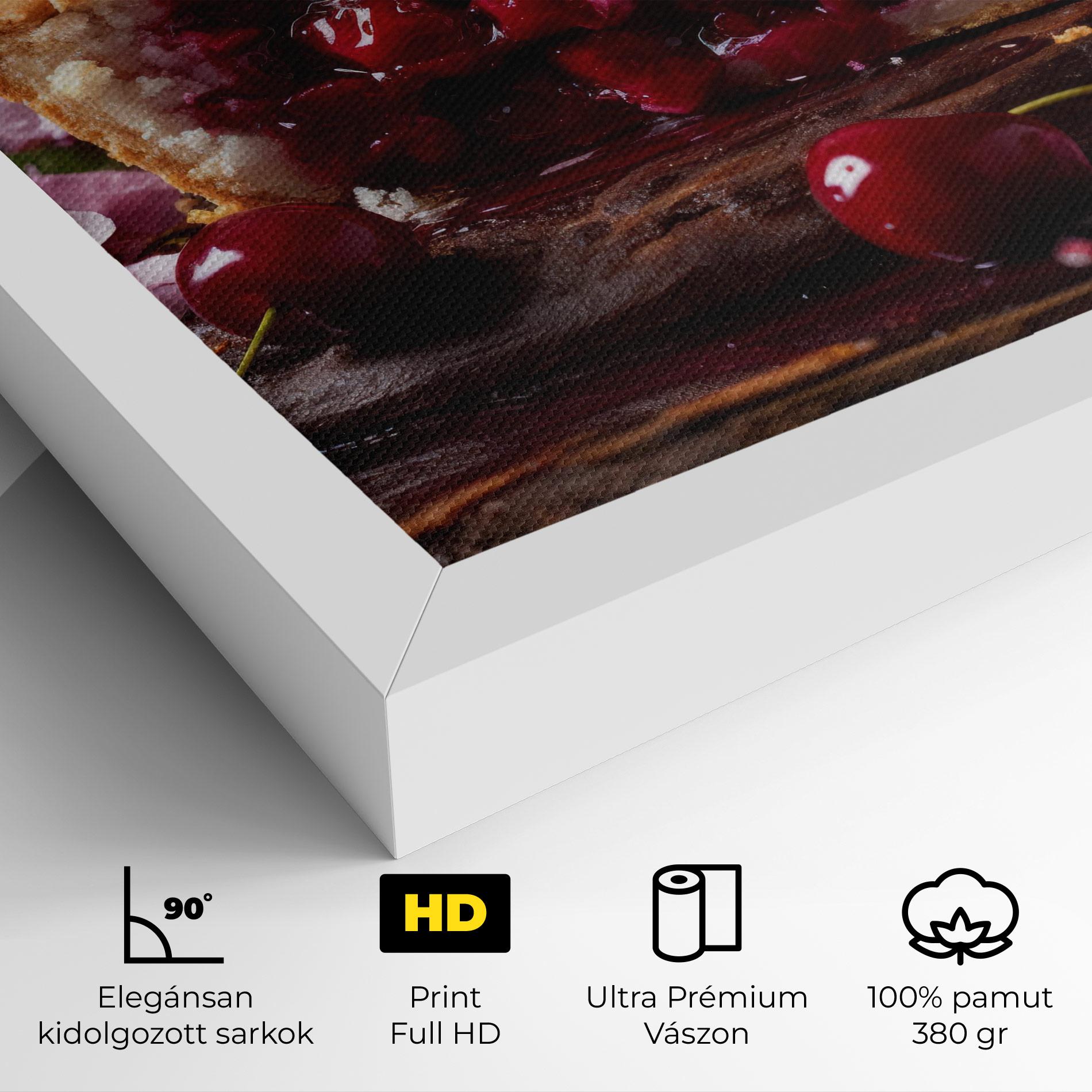 Vászonkép Wooden Table Cherries mockup 4