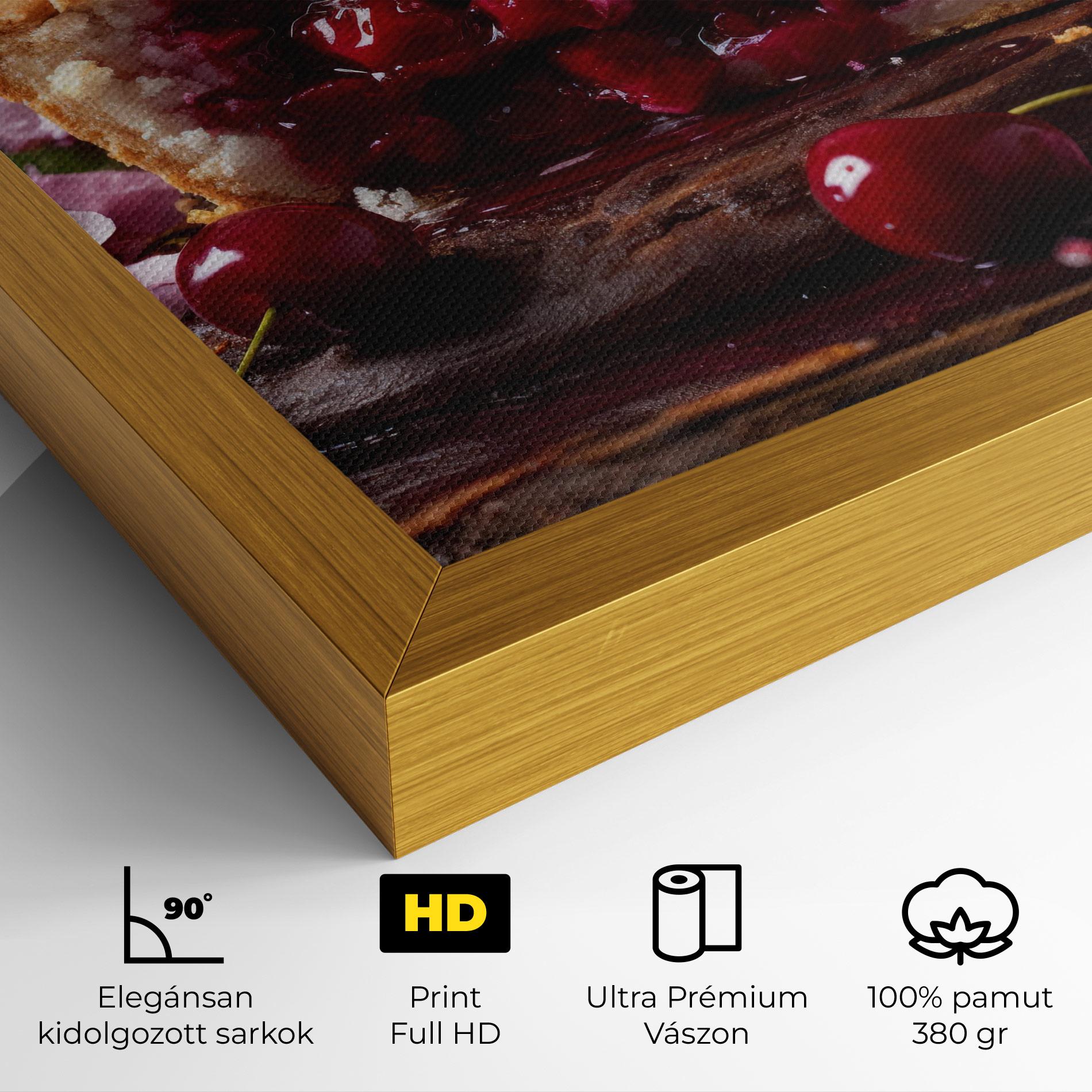 Vászonkép Wooden Table Cherries mockup 4