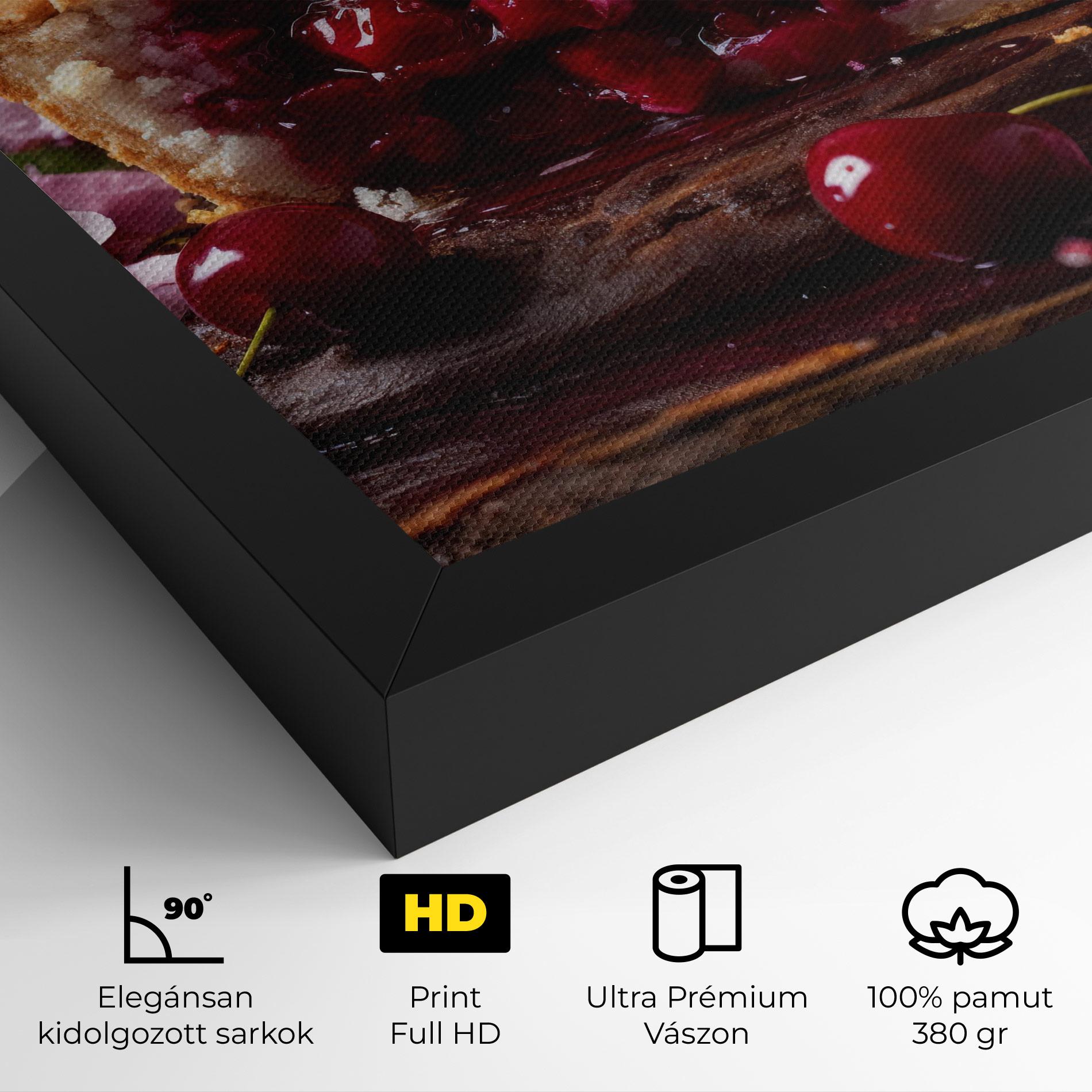 Vászonkép Wooden Table Cherries mockup 4
