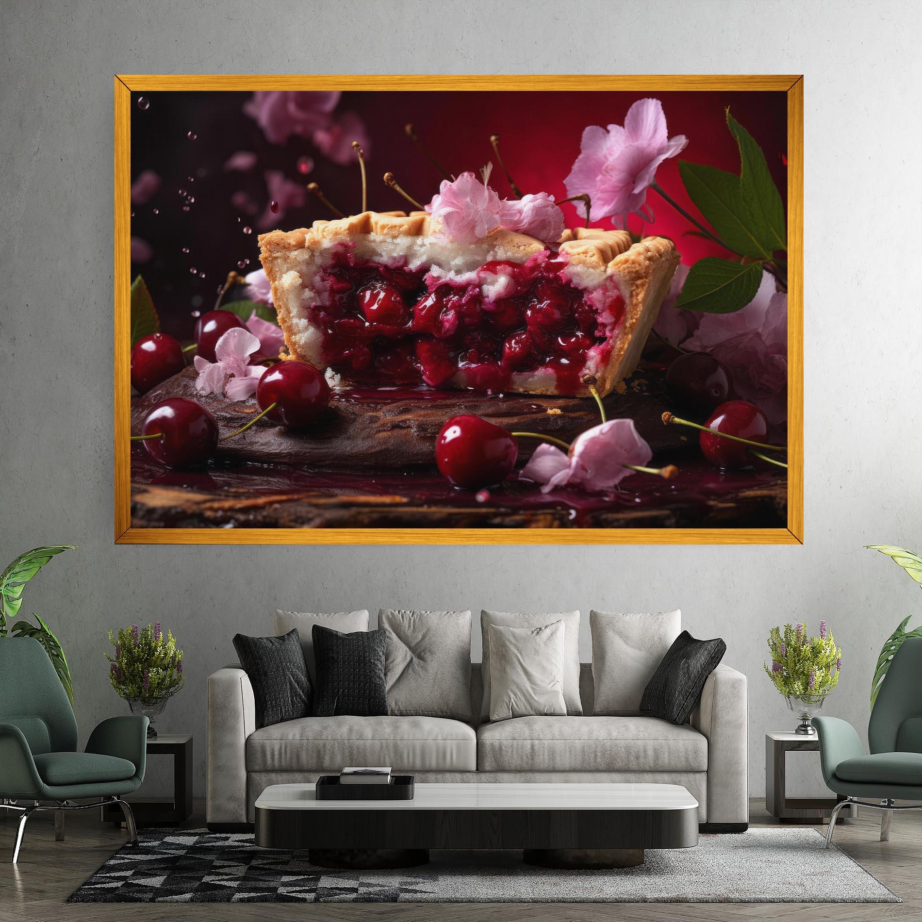 Vászonkép Wooden Table Cherries mockup 7