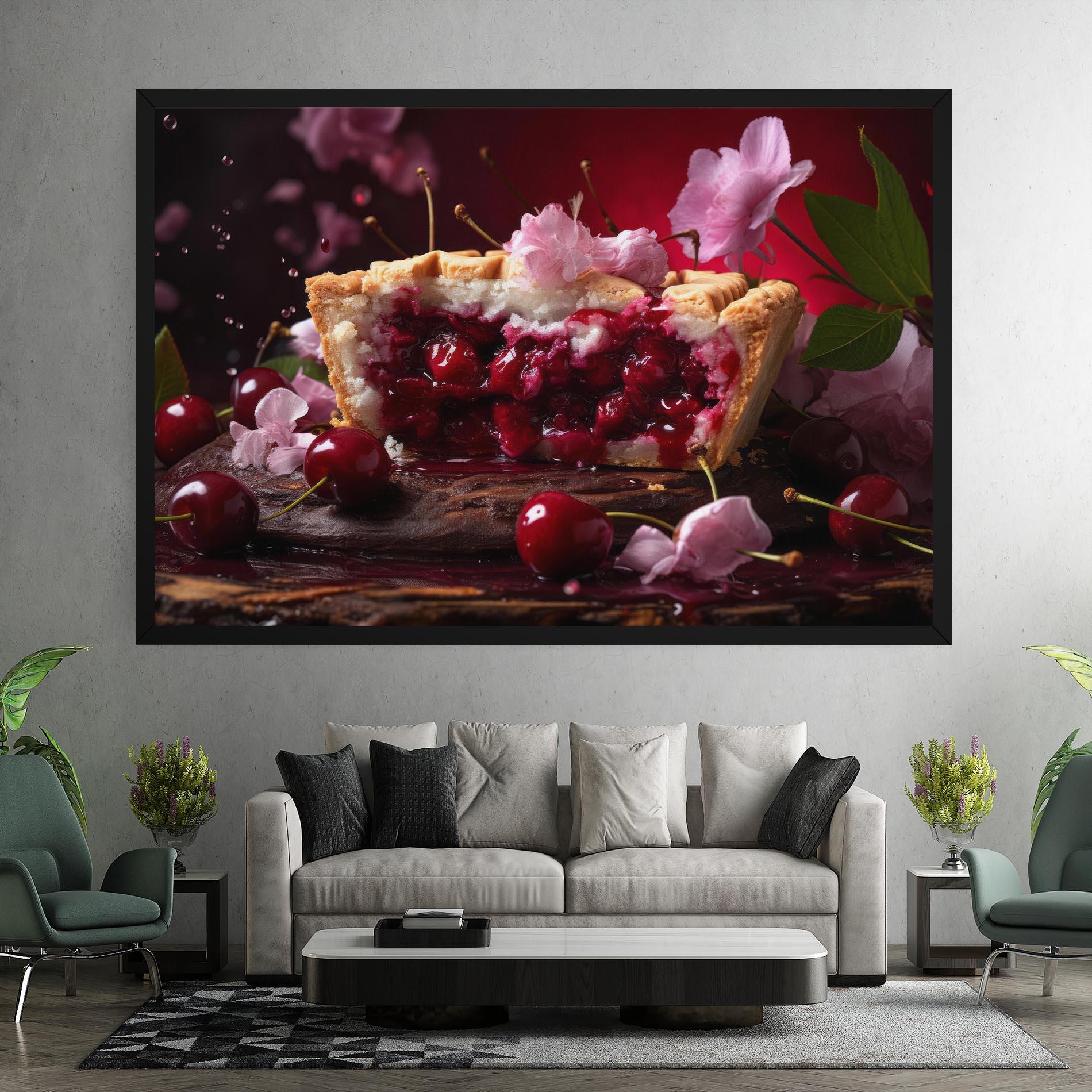 Vászonkép Wooden Table Cherries mockup 7