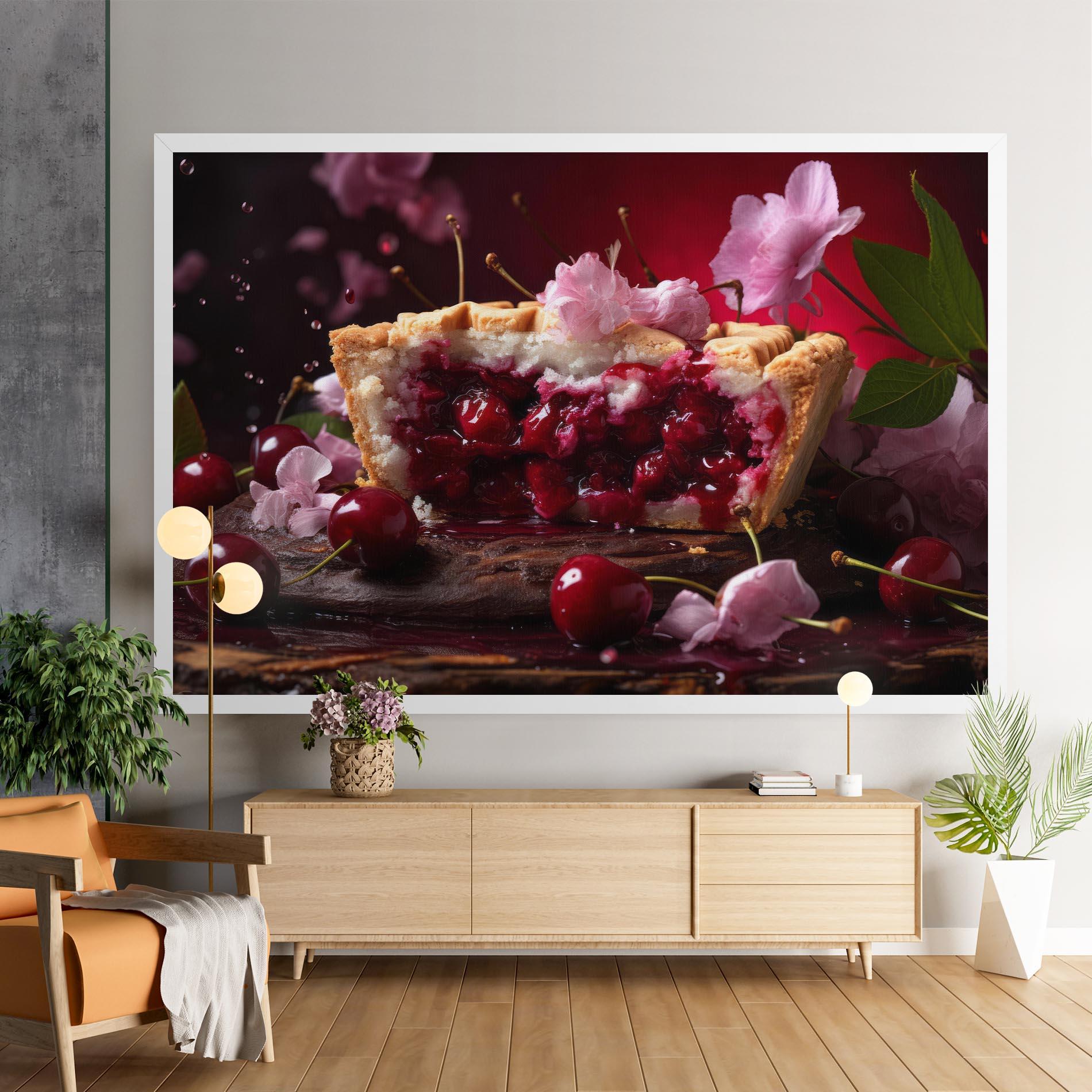 Vászonkép Wooden Table Cherries mockup 9