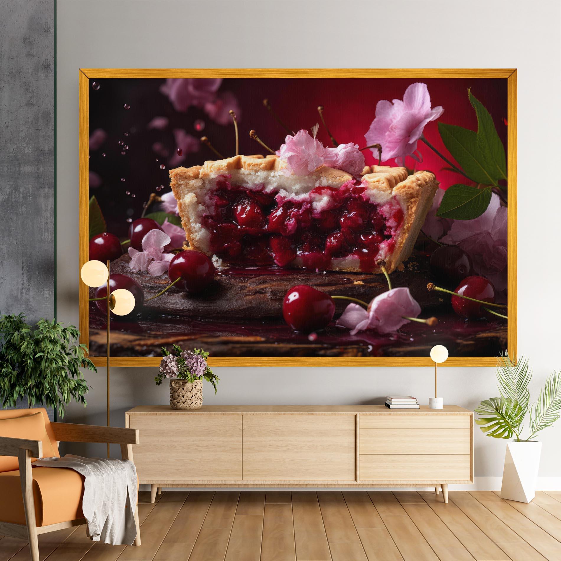 Vászonkép Wooden Table Cherries mockup 9