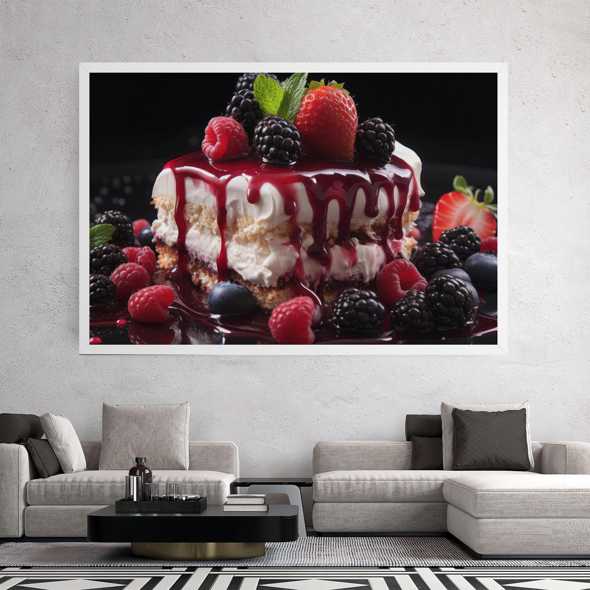 Vászonkép Berries Cream Dessert mockup 2