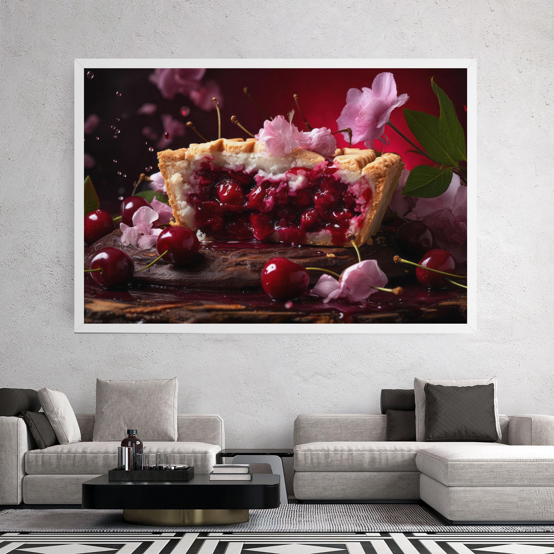 Vászonkép Wooden Table Cherries mockup 2