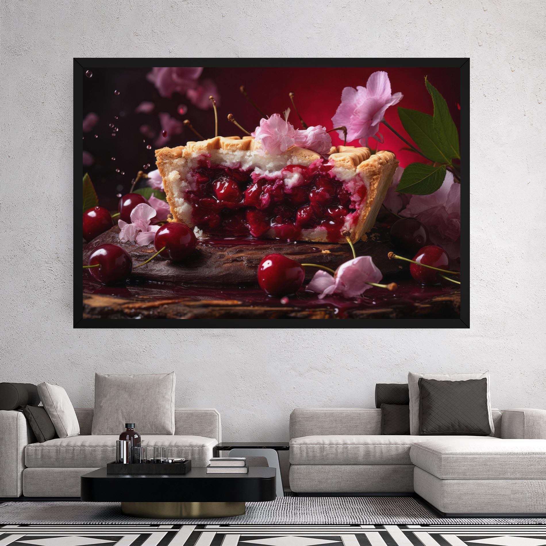 Vászonkép Wooden Table Cherries mockup 2