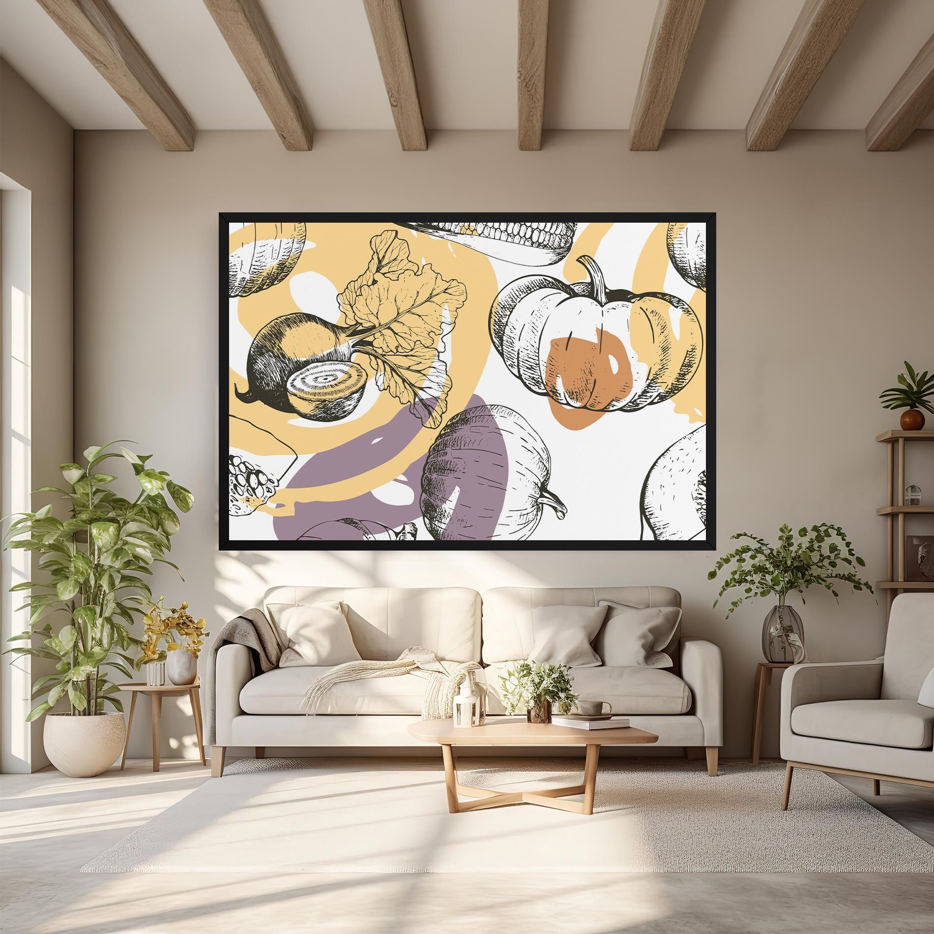 Cream Vegetables Art mockup 6