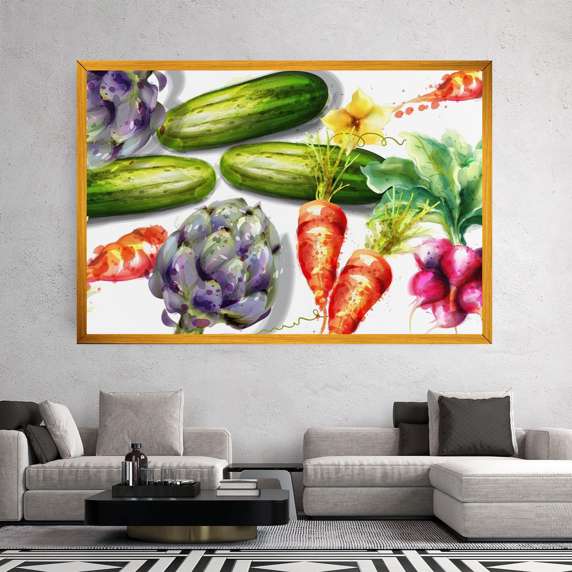 Vászonkép Watercolor Vegetables mockup 2