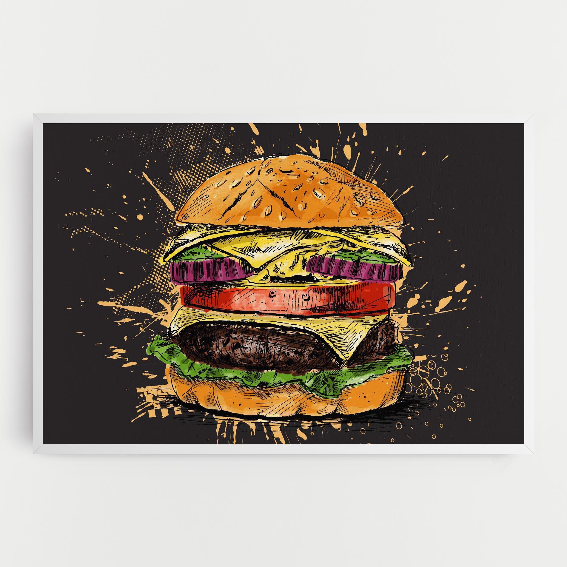 Vászonkép Burger Drawing mockup 0