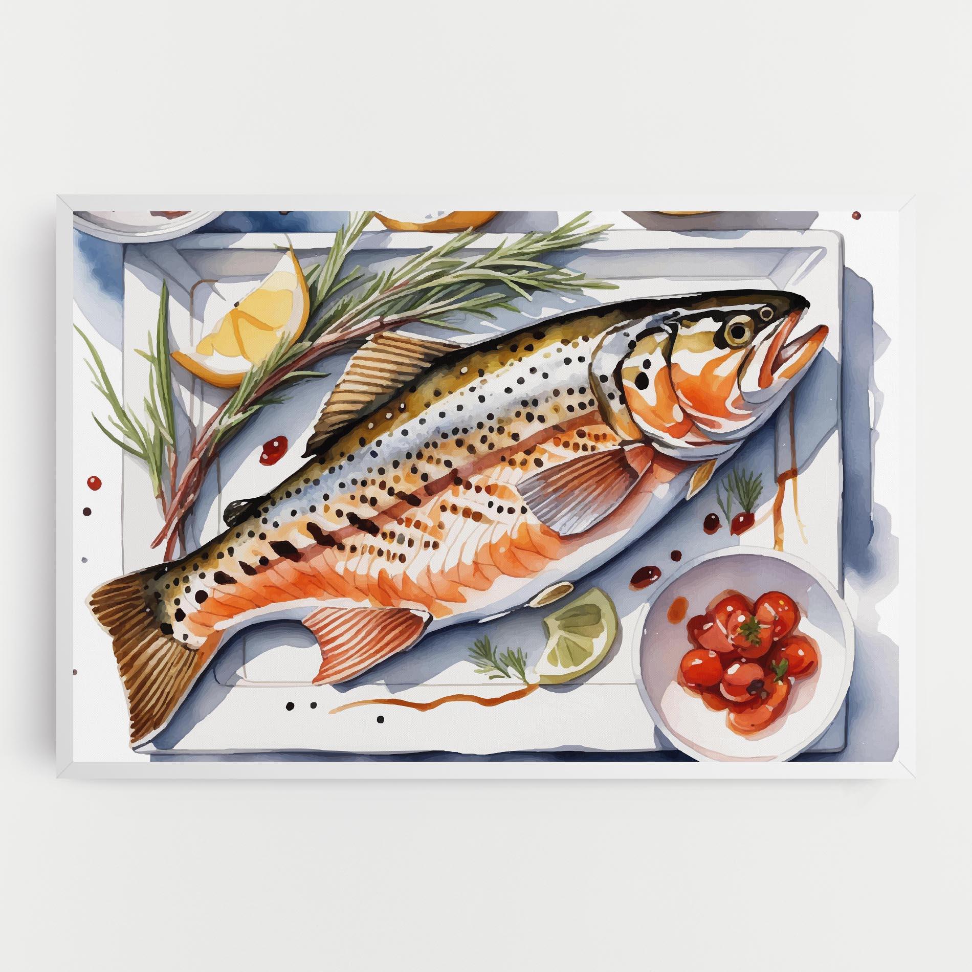 Vászonkép Grilled Trout mockup 0