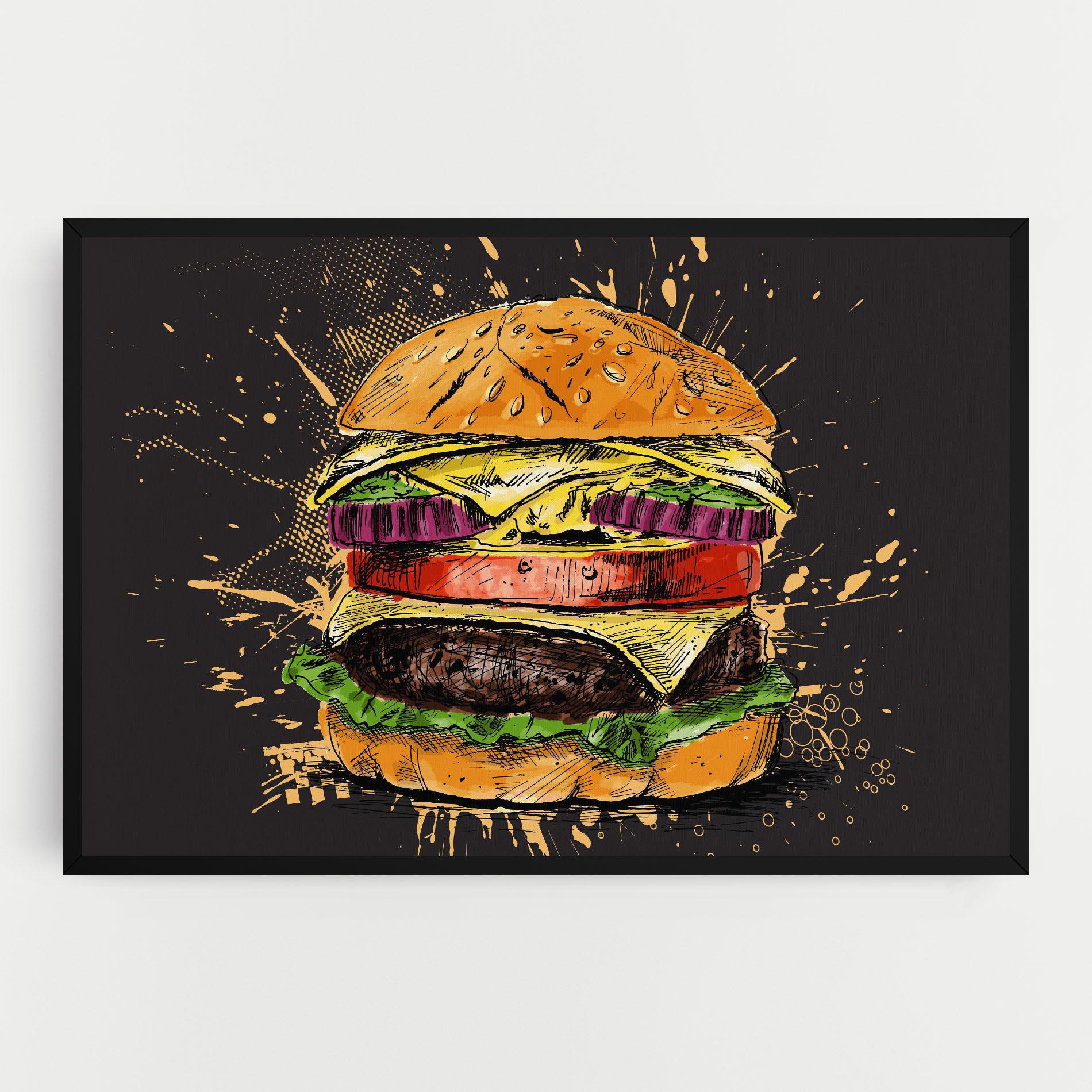 Vászonkép Burger Drawing mockup 0
