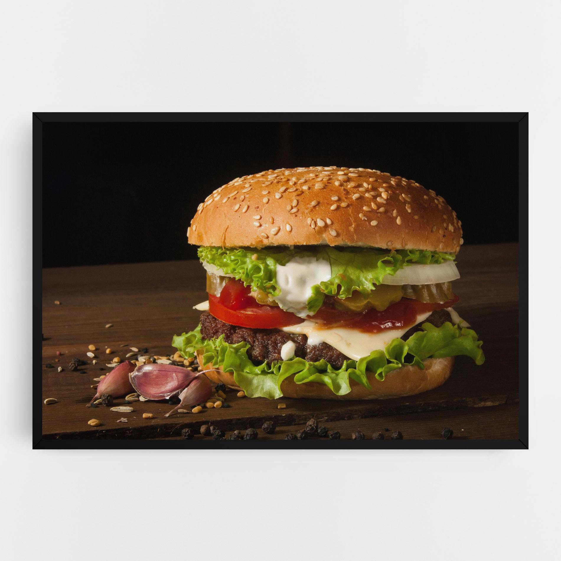 Vászonkép Delicious Hamburger mockup 0