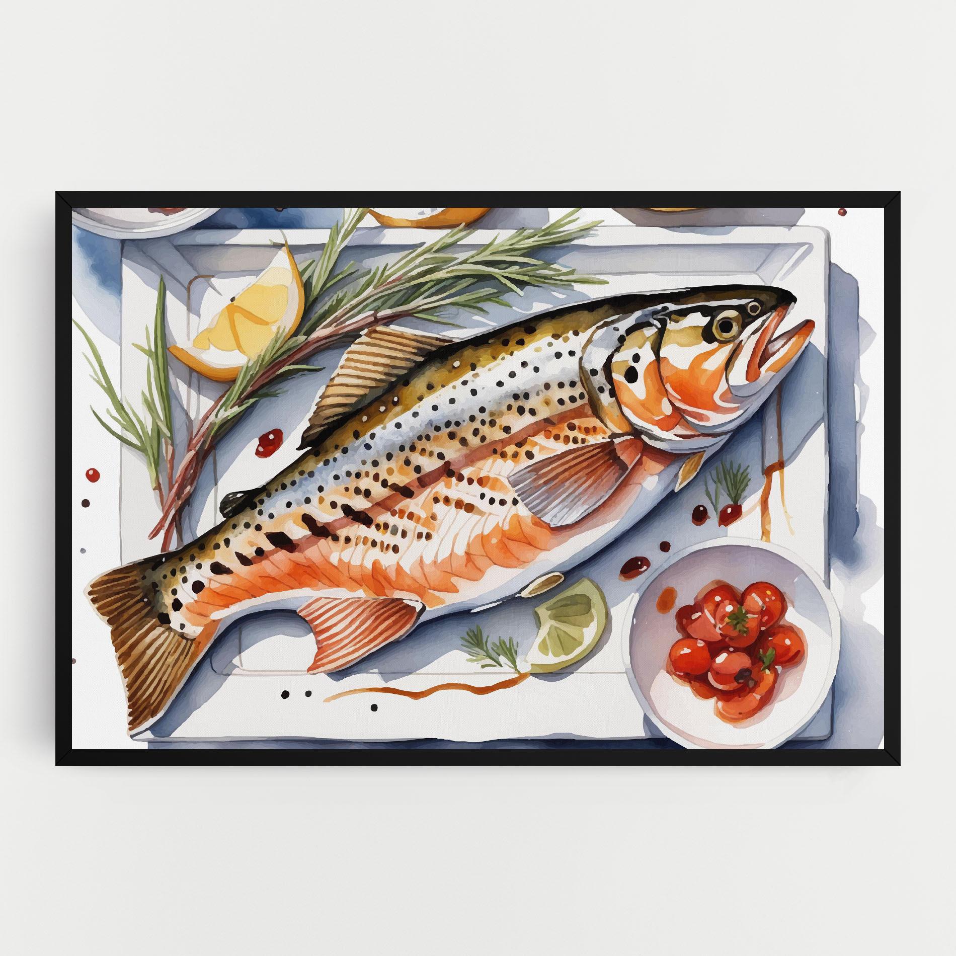Vászonkép Grilled Trout mockup 0