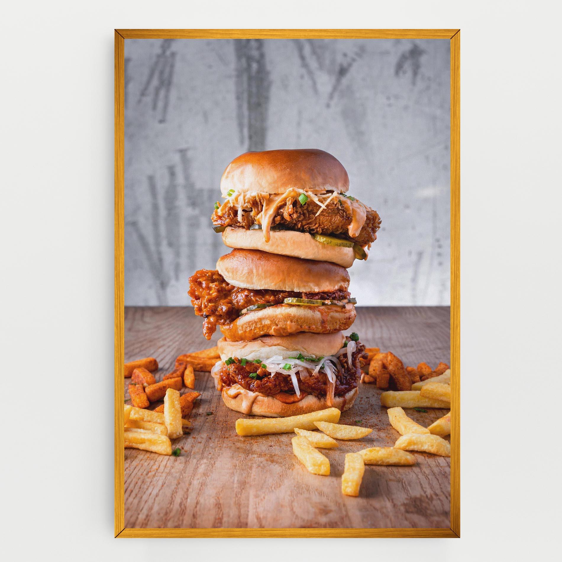 Vászonkép Triple Hamburger mockup 0