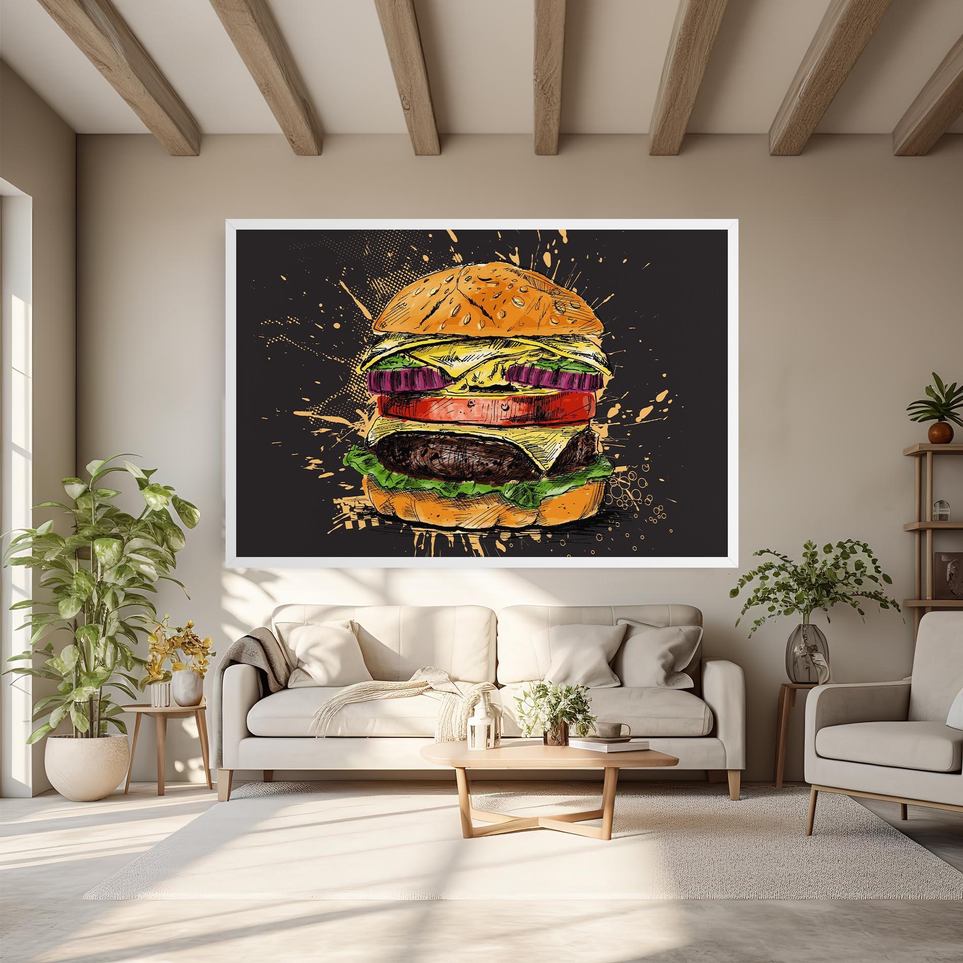 Vászonkép Burger Drawing mockup 6