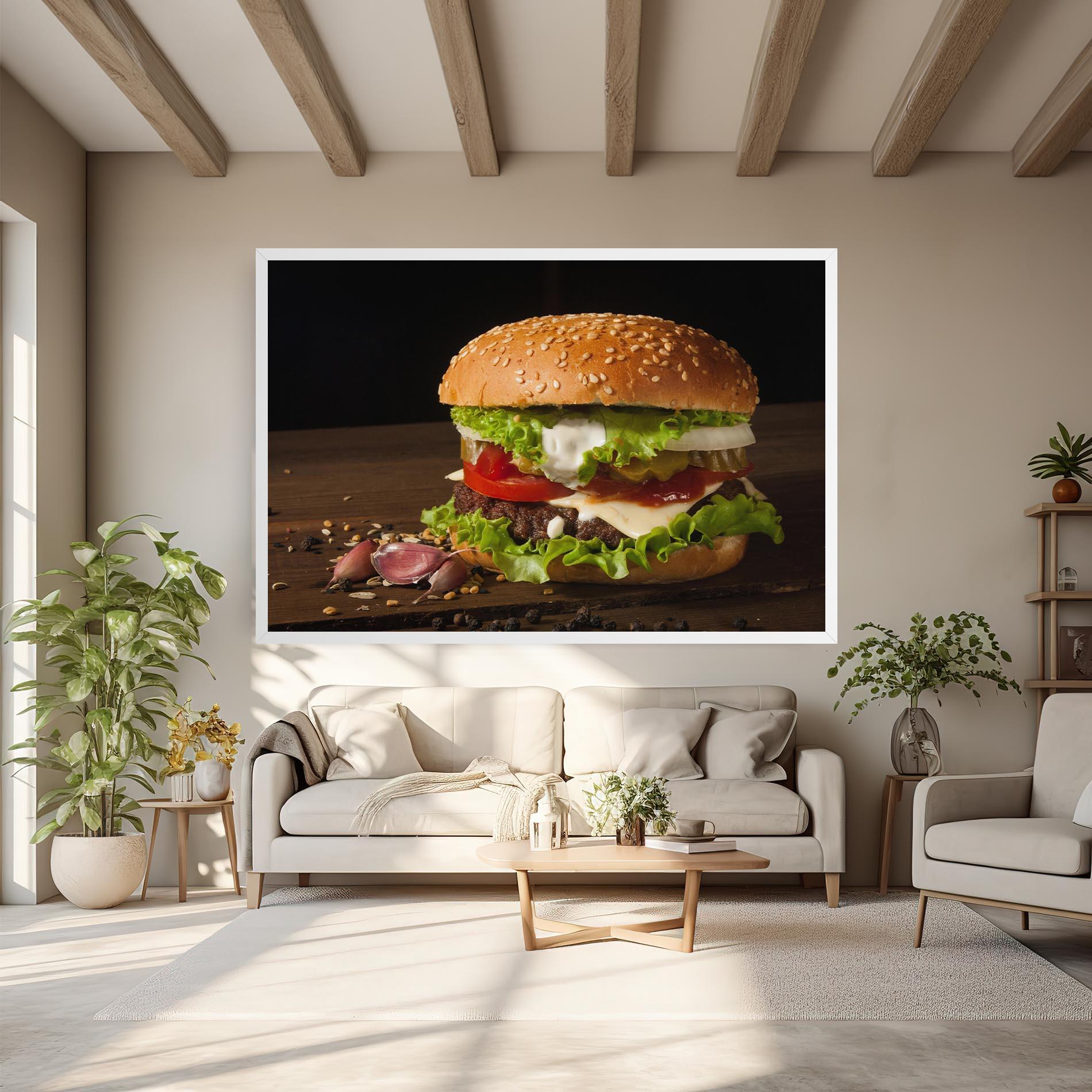 Vászonkép Delicious Hamburger mockup 6