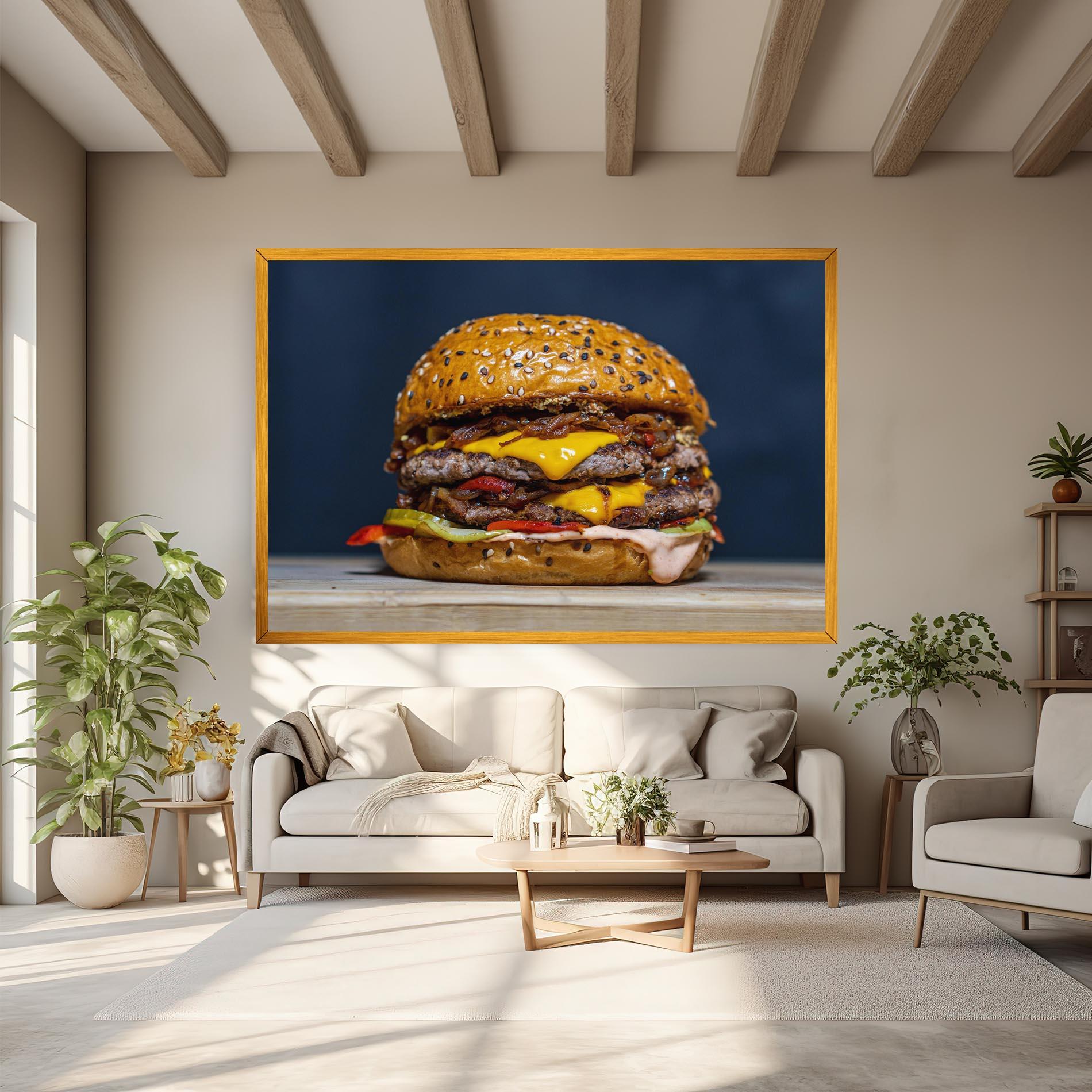 Vászonkép Tasty Hamburger mockup 6