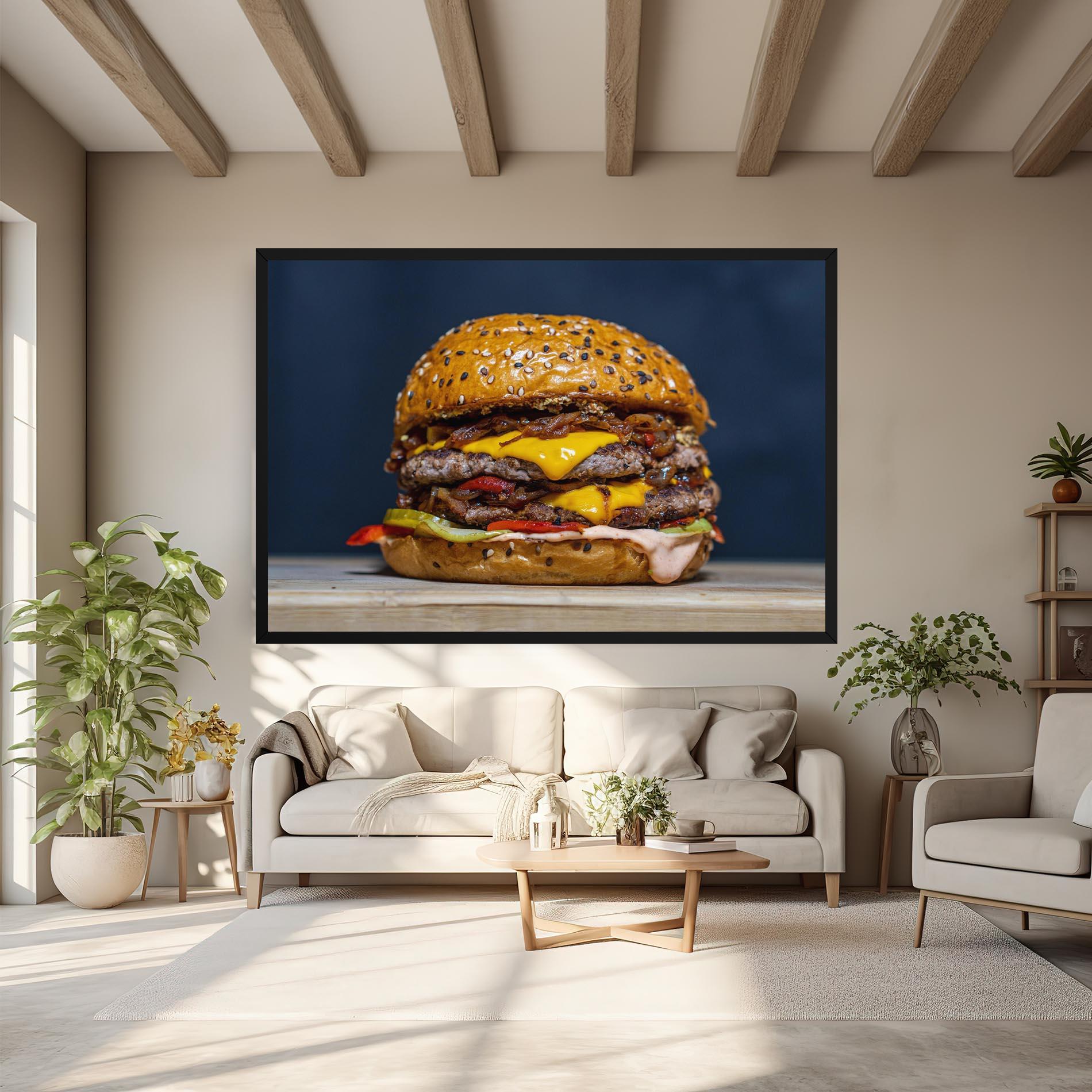 Vászonkép Tasty Hamburger mockup 6