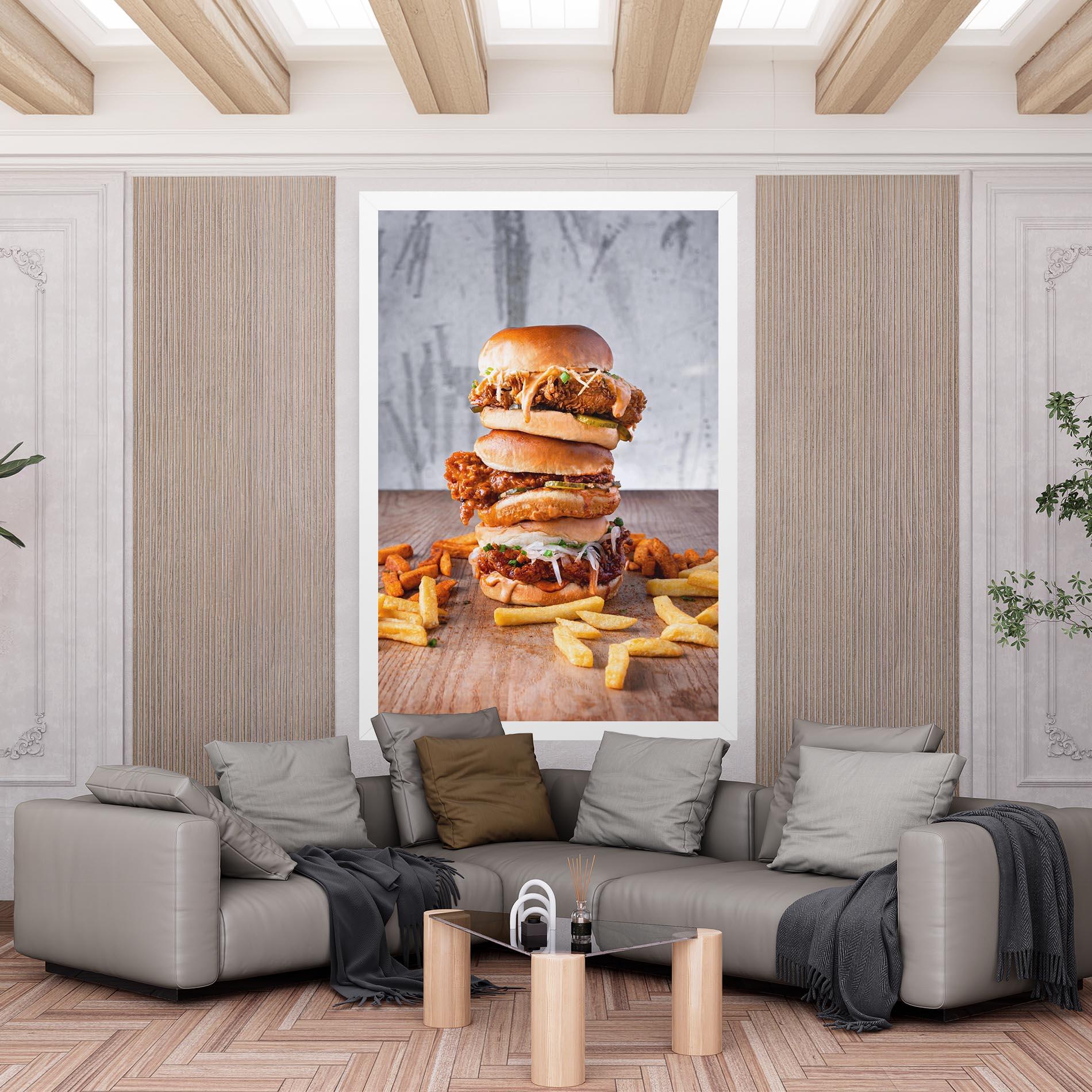 Vászonkép Triple Hamburger mockup 6