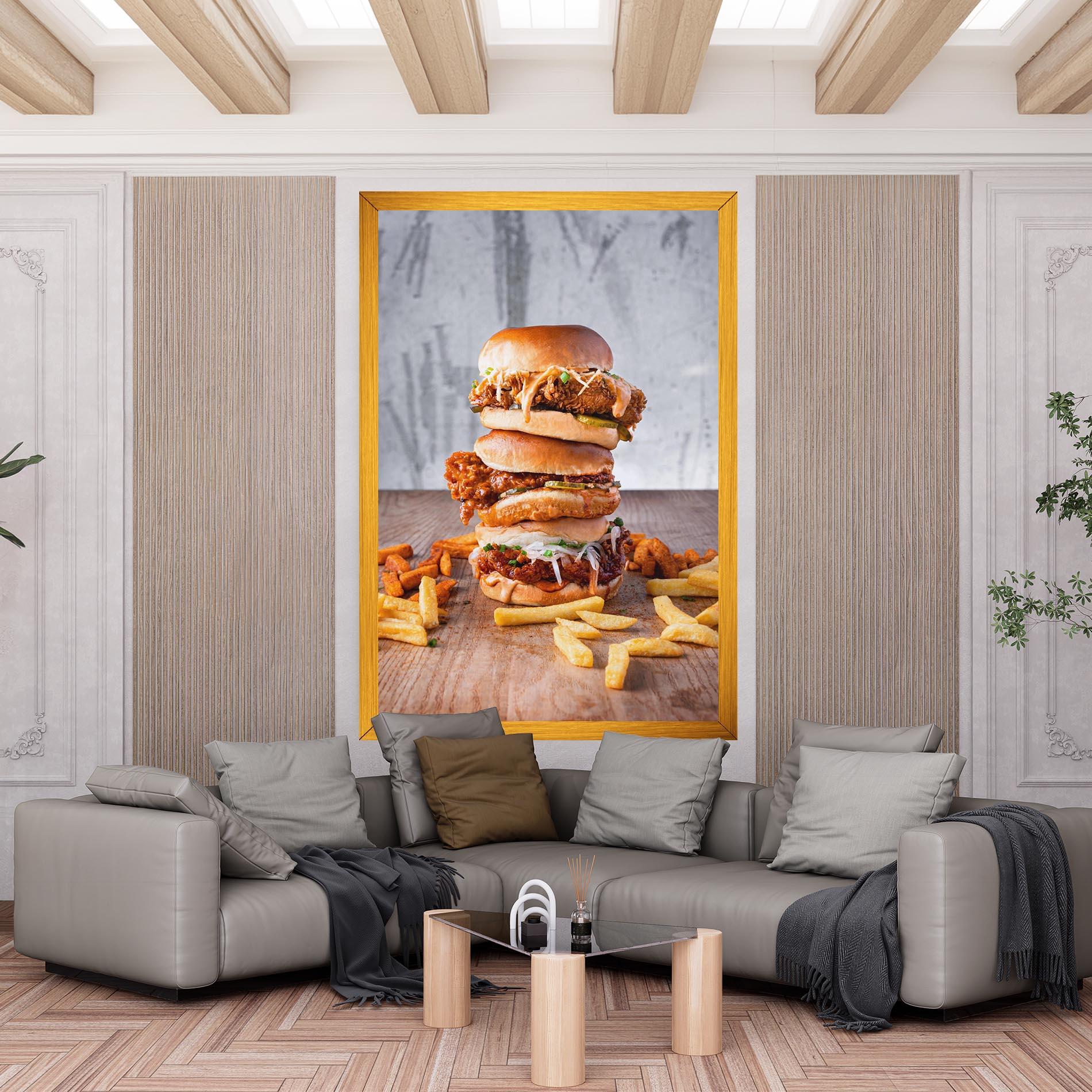 Vászonkép Triple Hamburger mockup 6