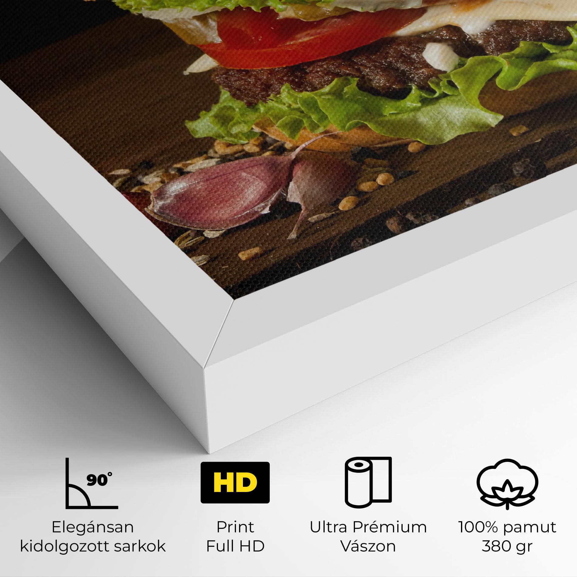 Vászonkép Delicious Hamburger mockup 4