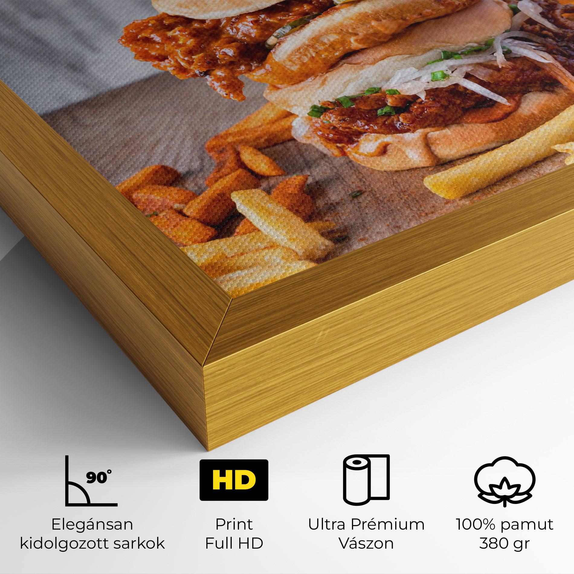 Vászonkép Triple Hamburger mockup 4