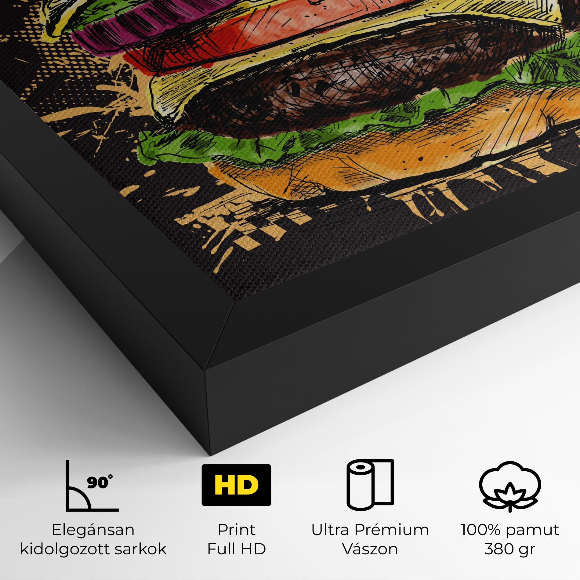 Vászonkép Burger Drawing mockup 4