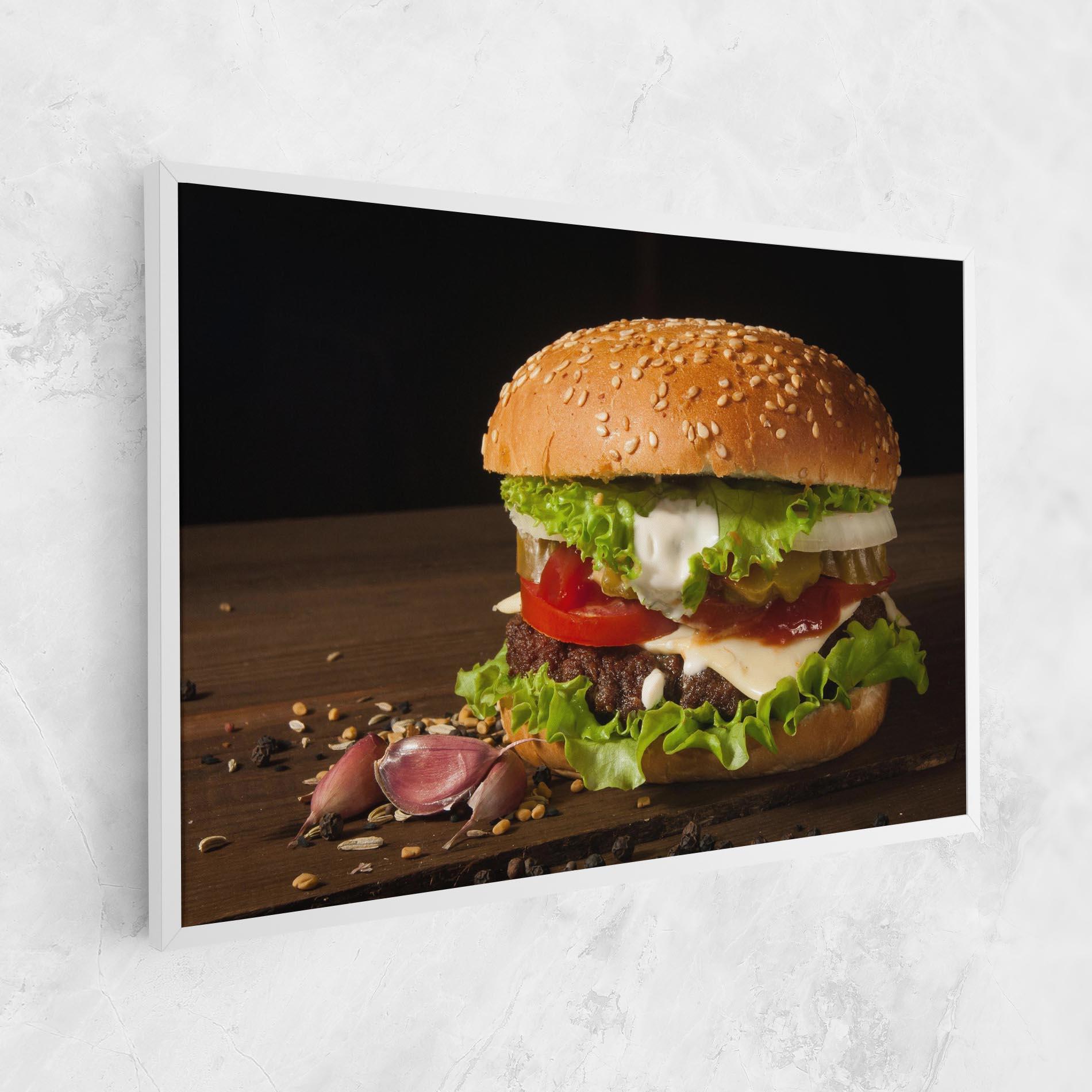 Vászonkép Delicious Hamburger mockup 1