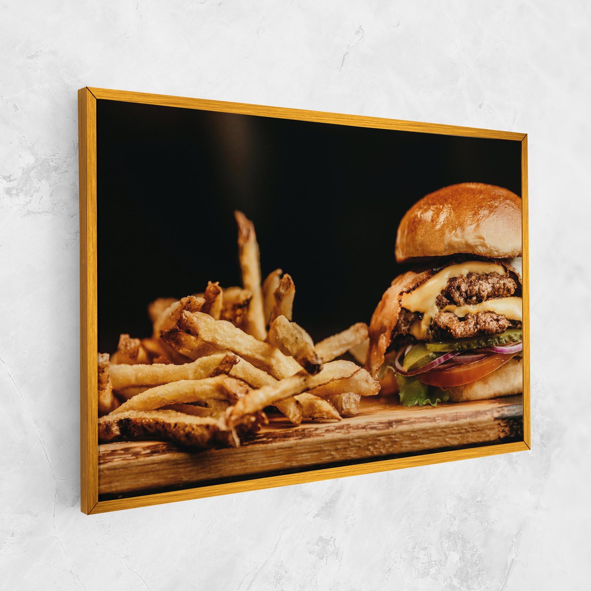 Vászonkép Hamburger With Fries mockup 1