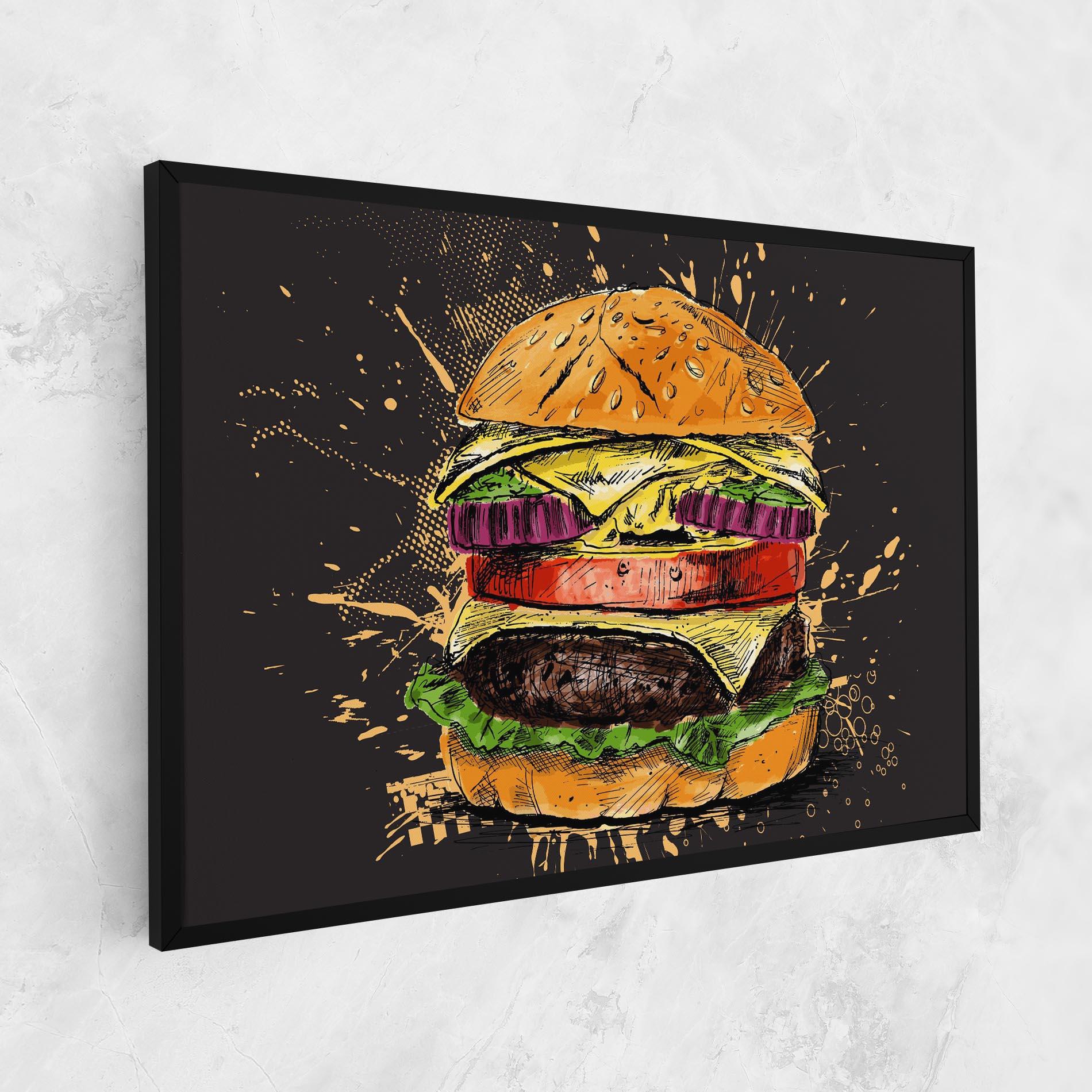 Vászonkép Burger Drawing mockup 1
