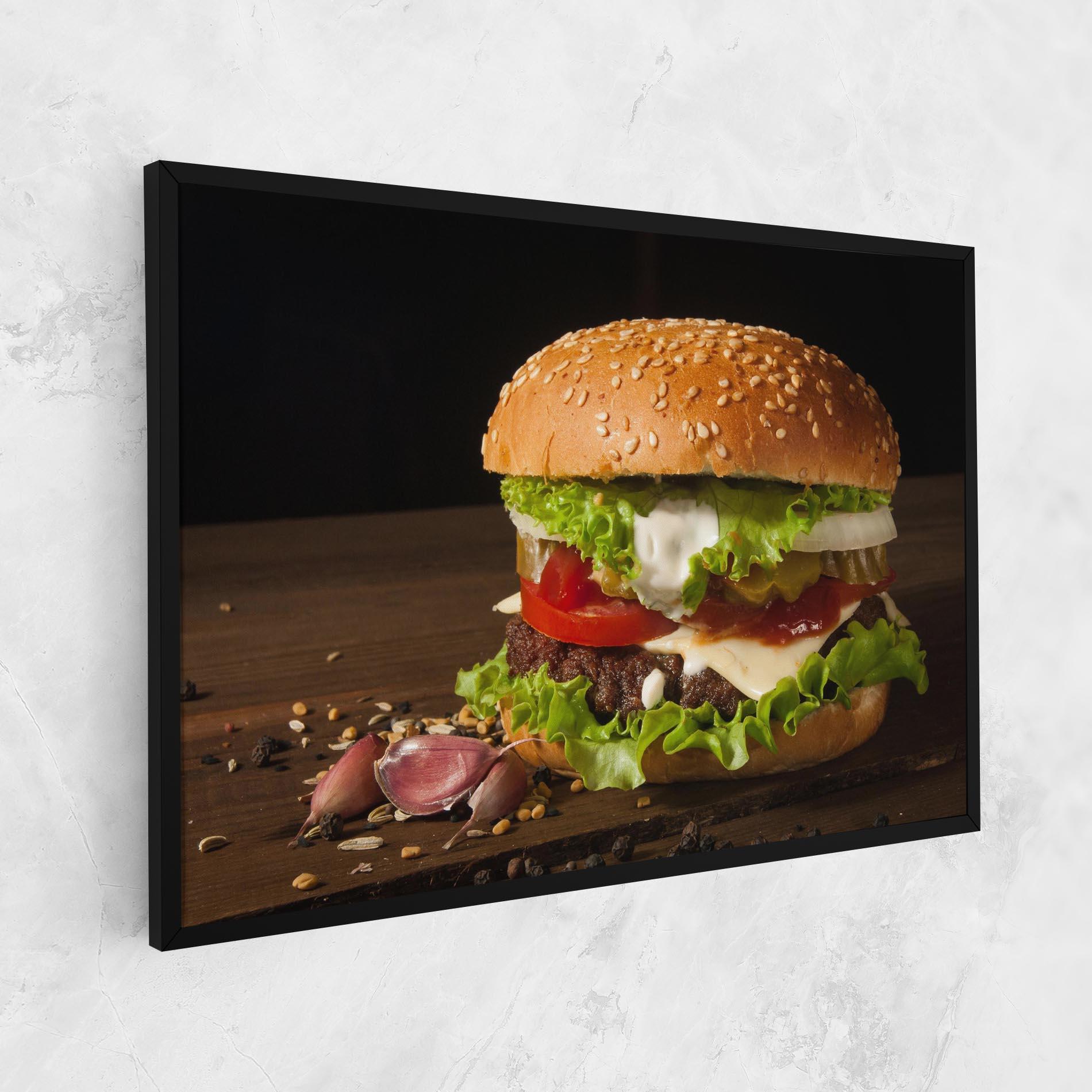 Vászonkép Delicious Hamburger mockup 1