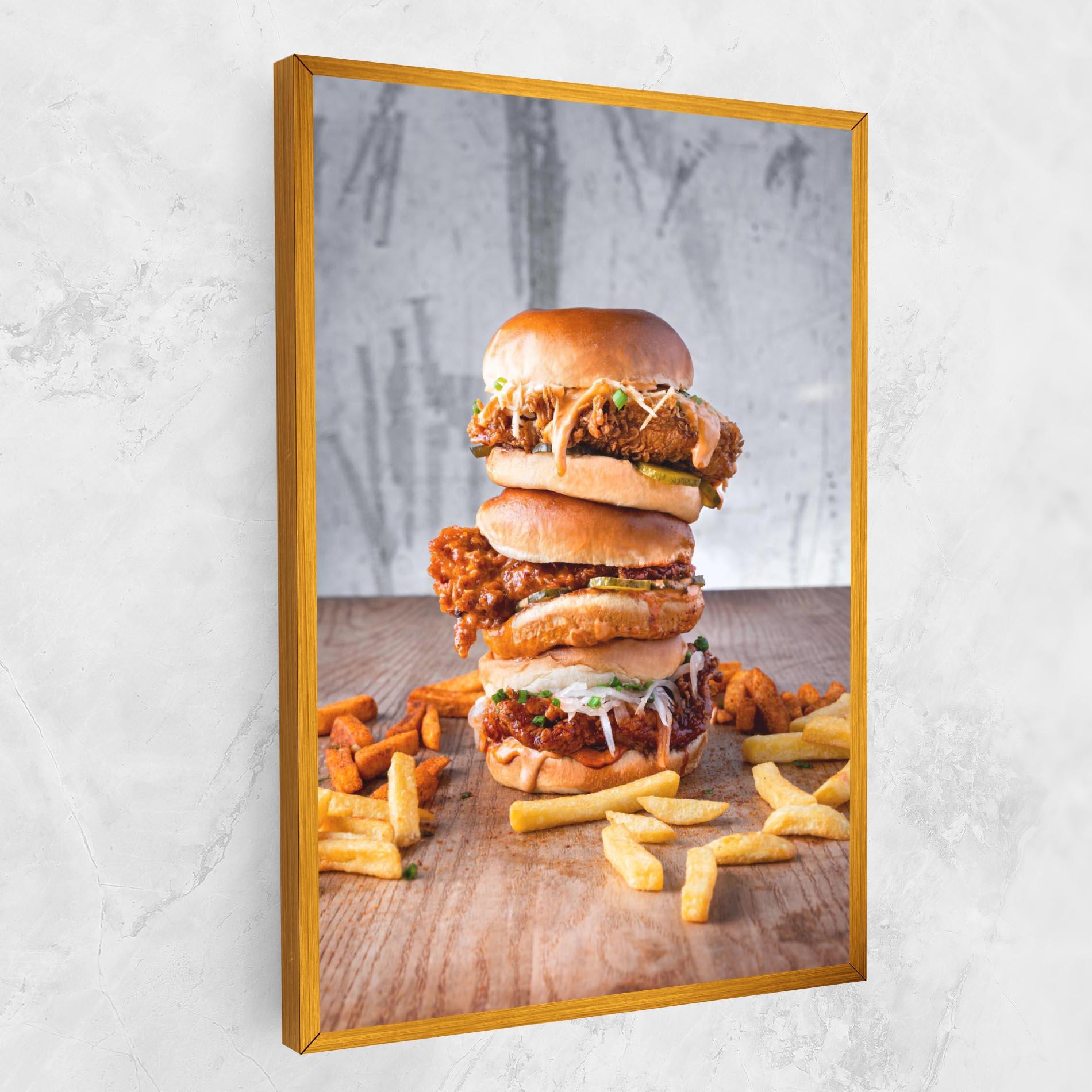 Vászonkép Triple Hamburger mockup 1