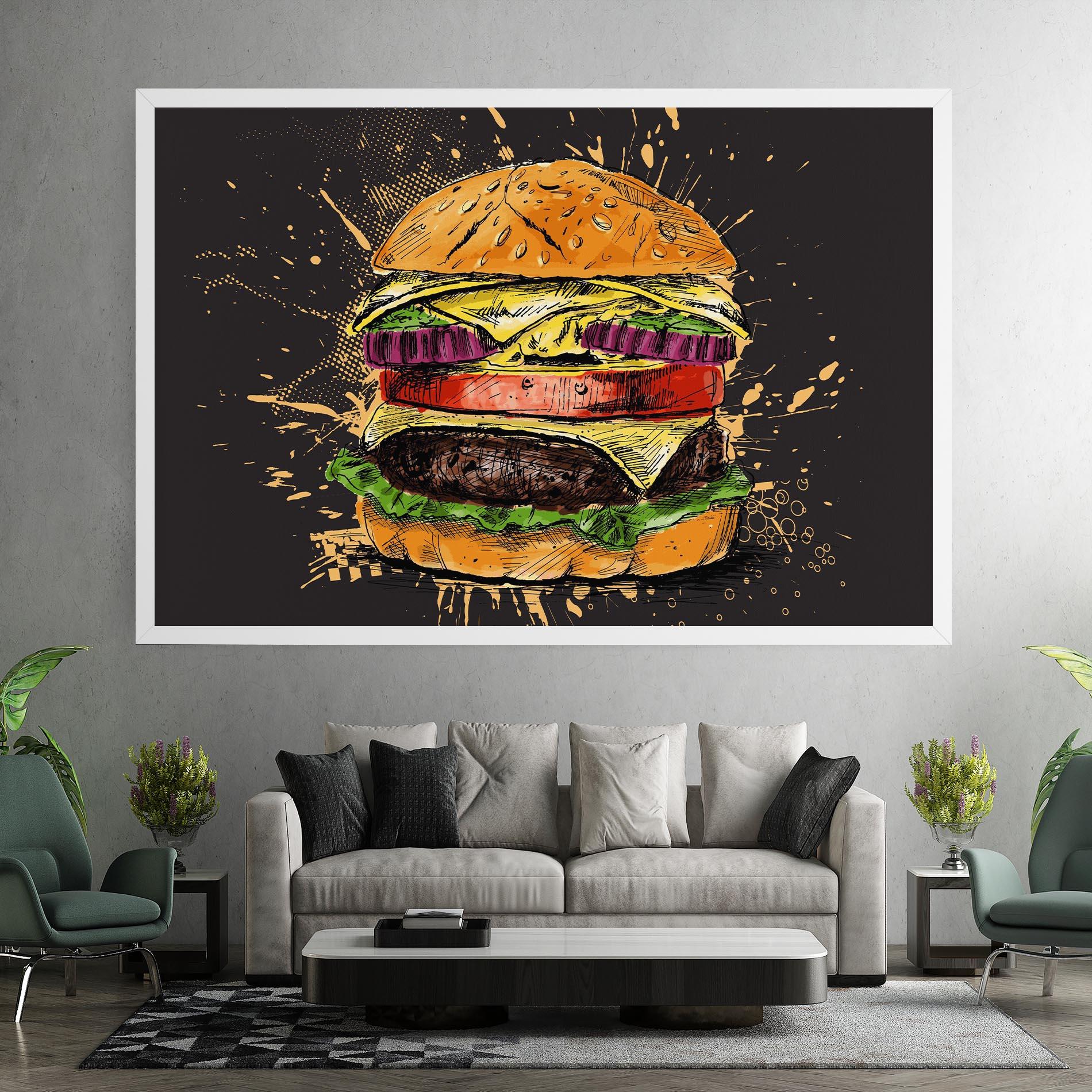 Vászonkép Burger Drawing mockup 7