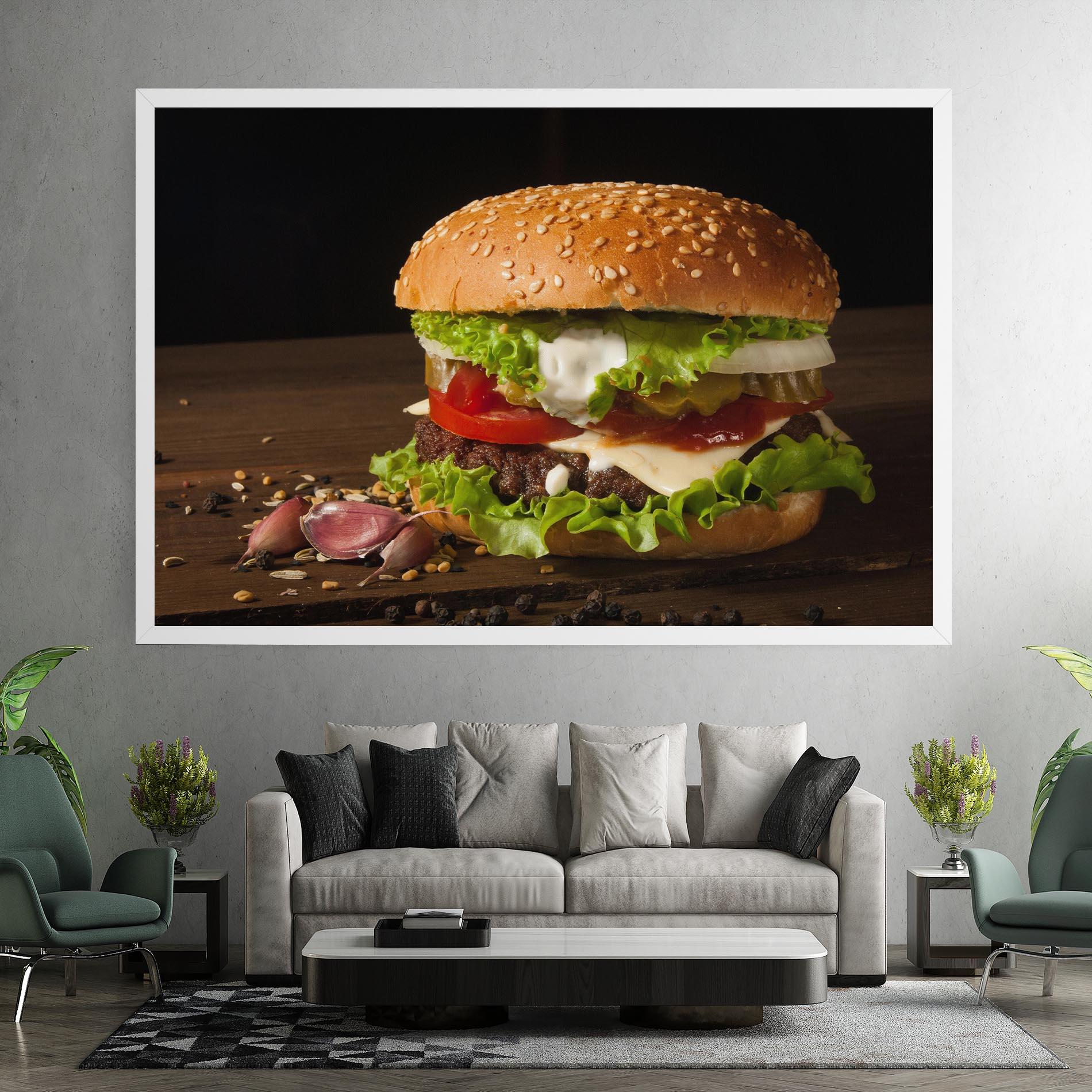 Vászonkép Delicious Hamburger mockup 7