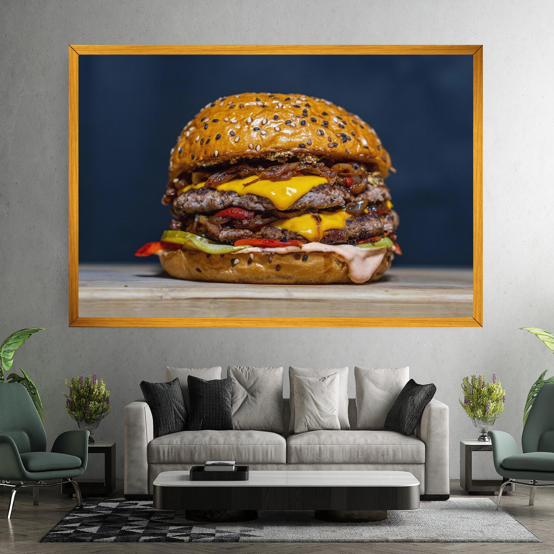 Vászonkép Tasty Hamburger mockup 7