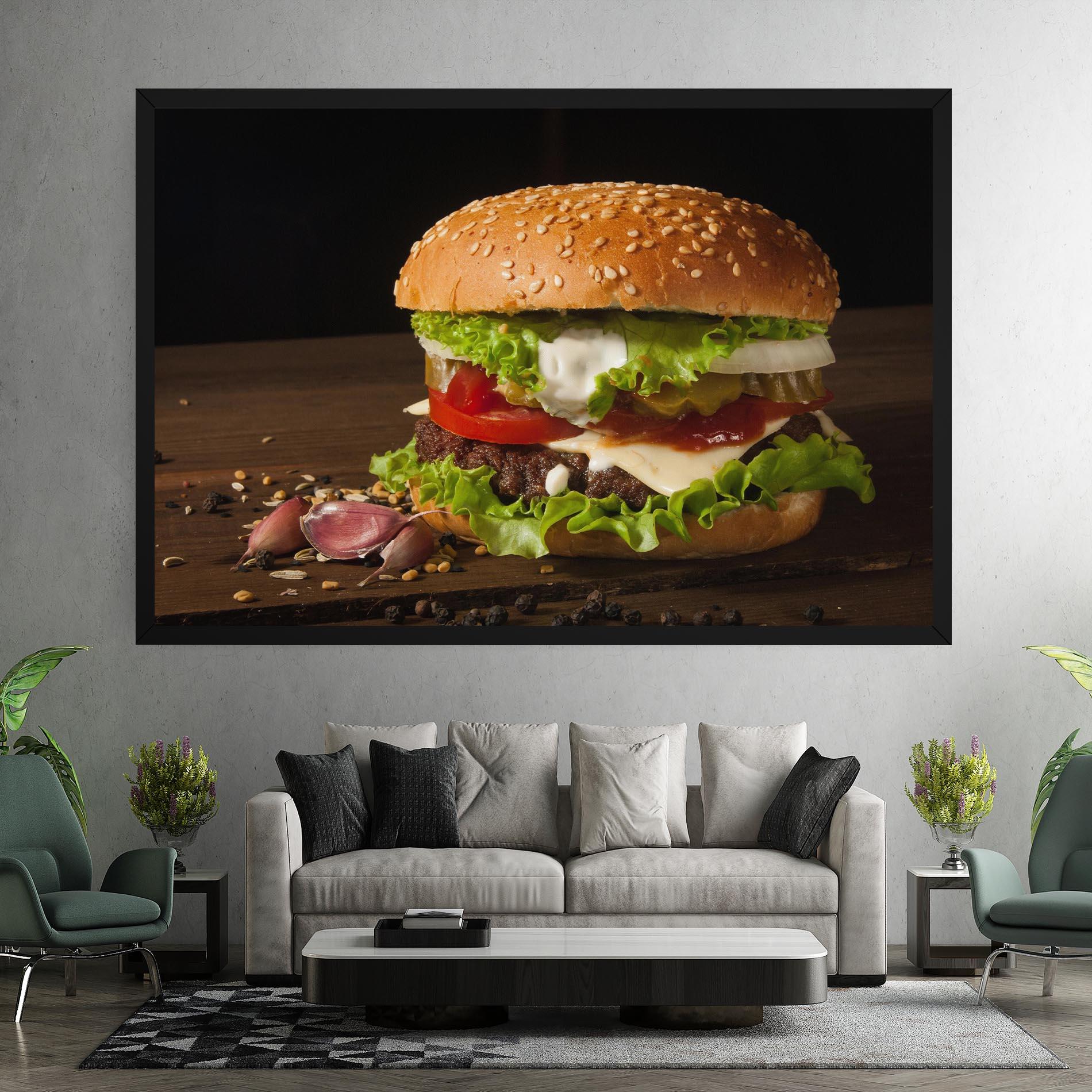 Vászonkép Delicious Hamburger mockup 7