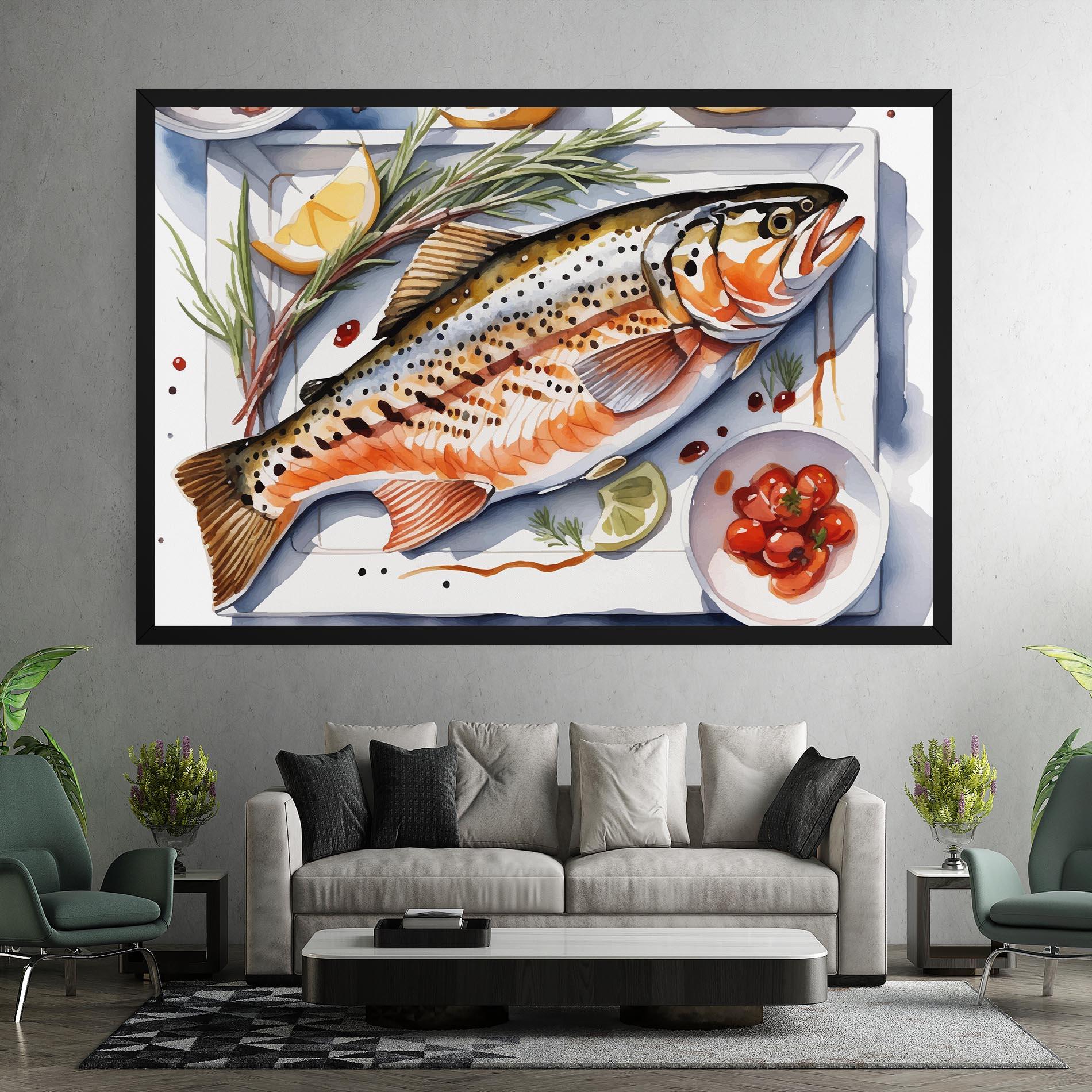 Vászonkép Grilled Trout mockup 7