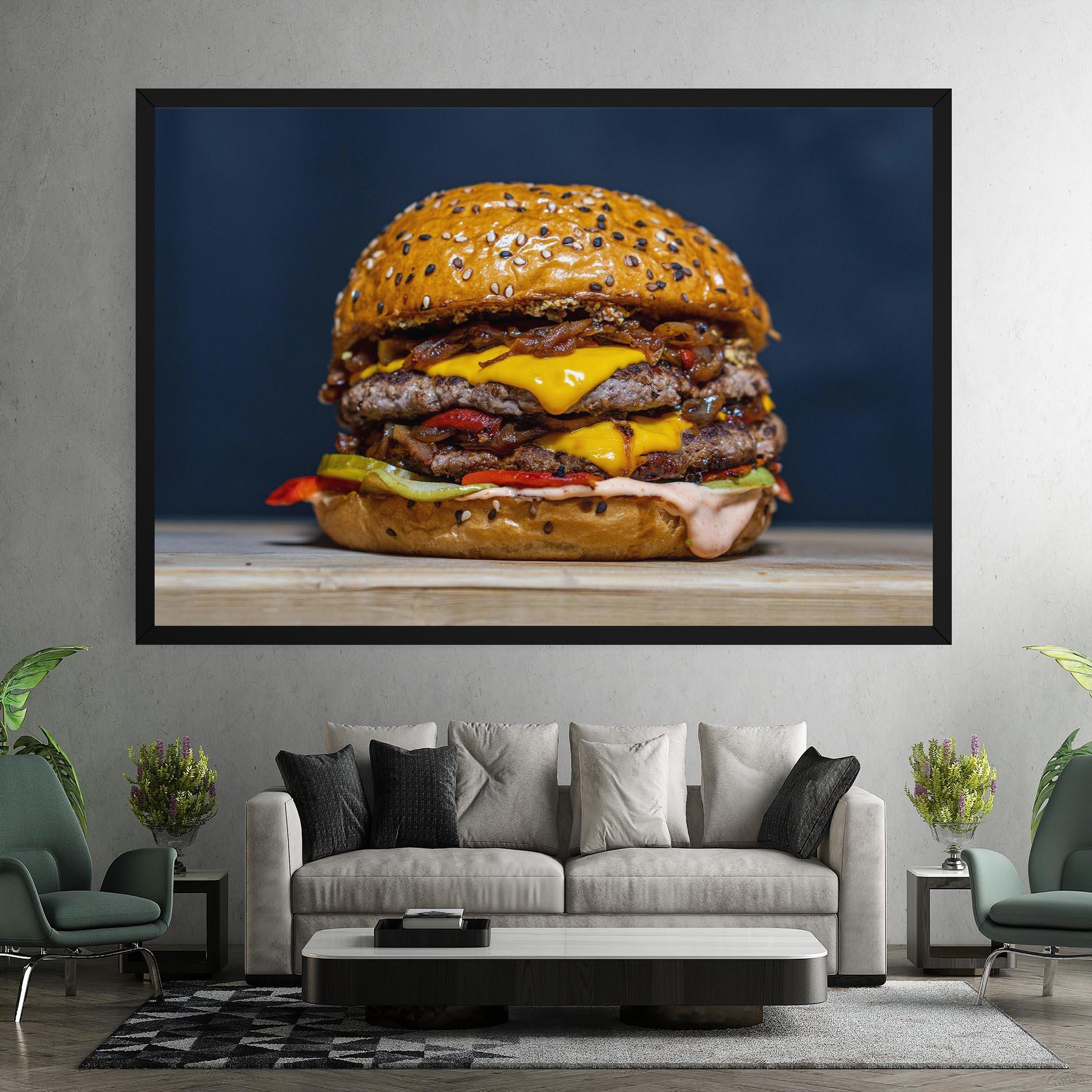 Vászonkép Tasty Hamburger mockup 7