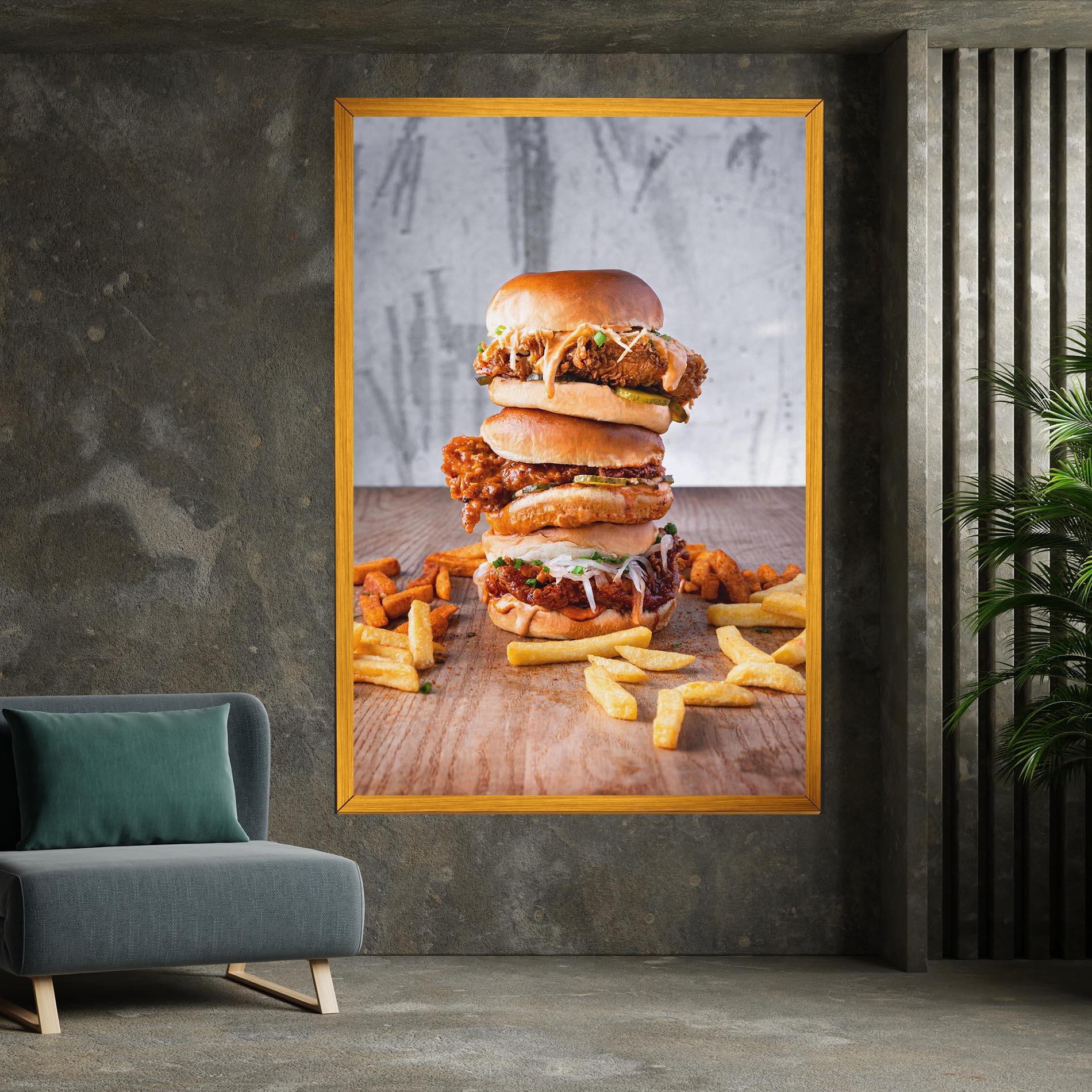 Vászonkép Triple Hamburger mockup 7