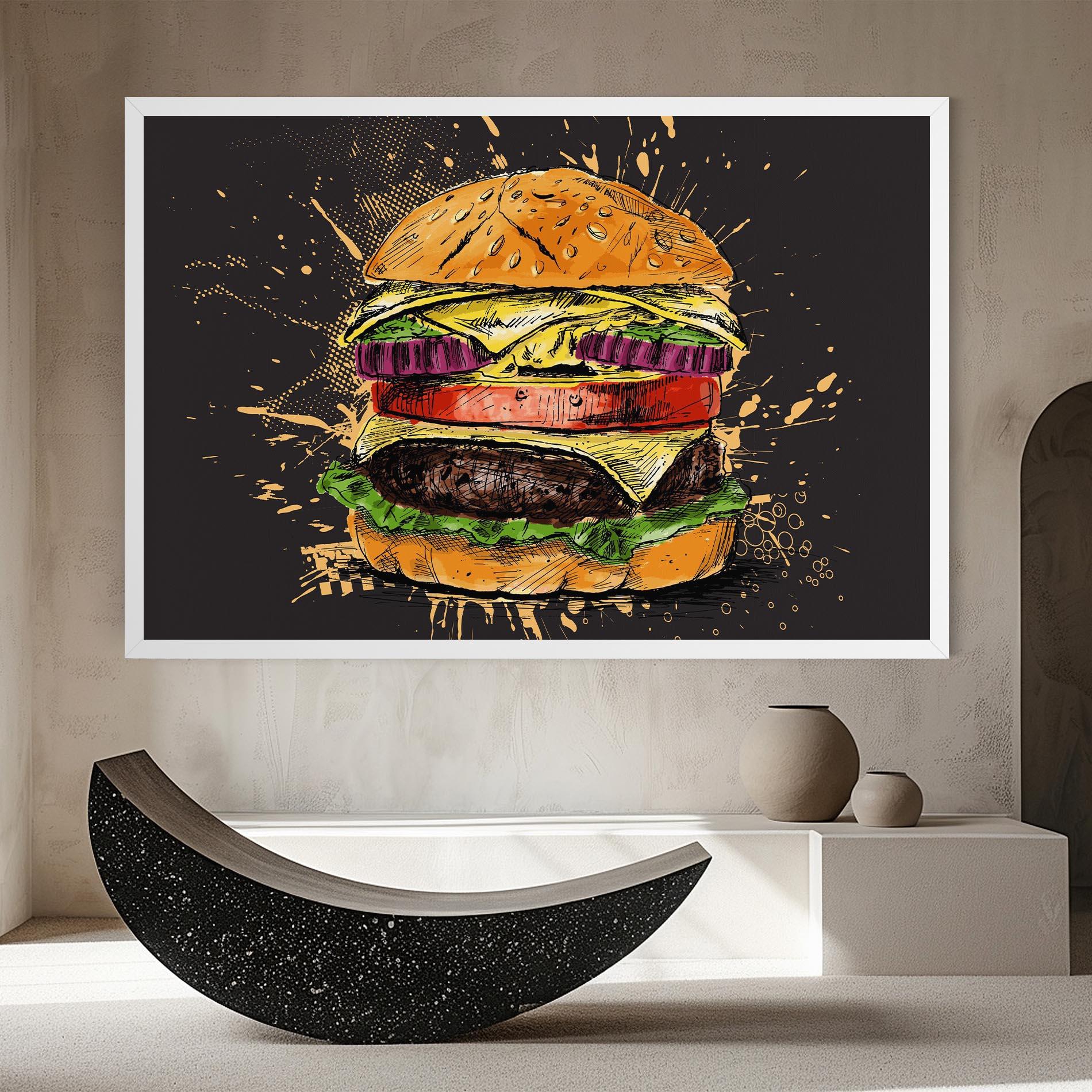 Vászonkép Burger Drawing mockup 8