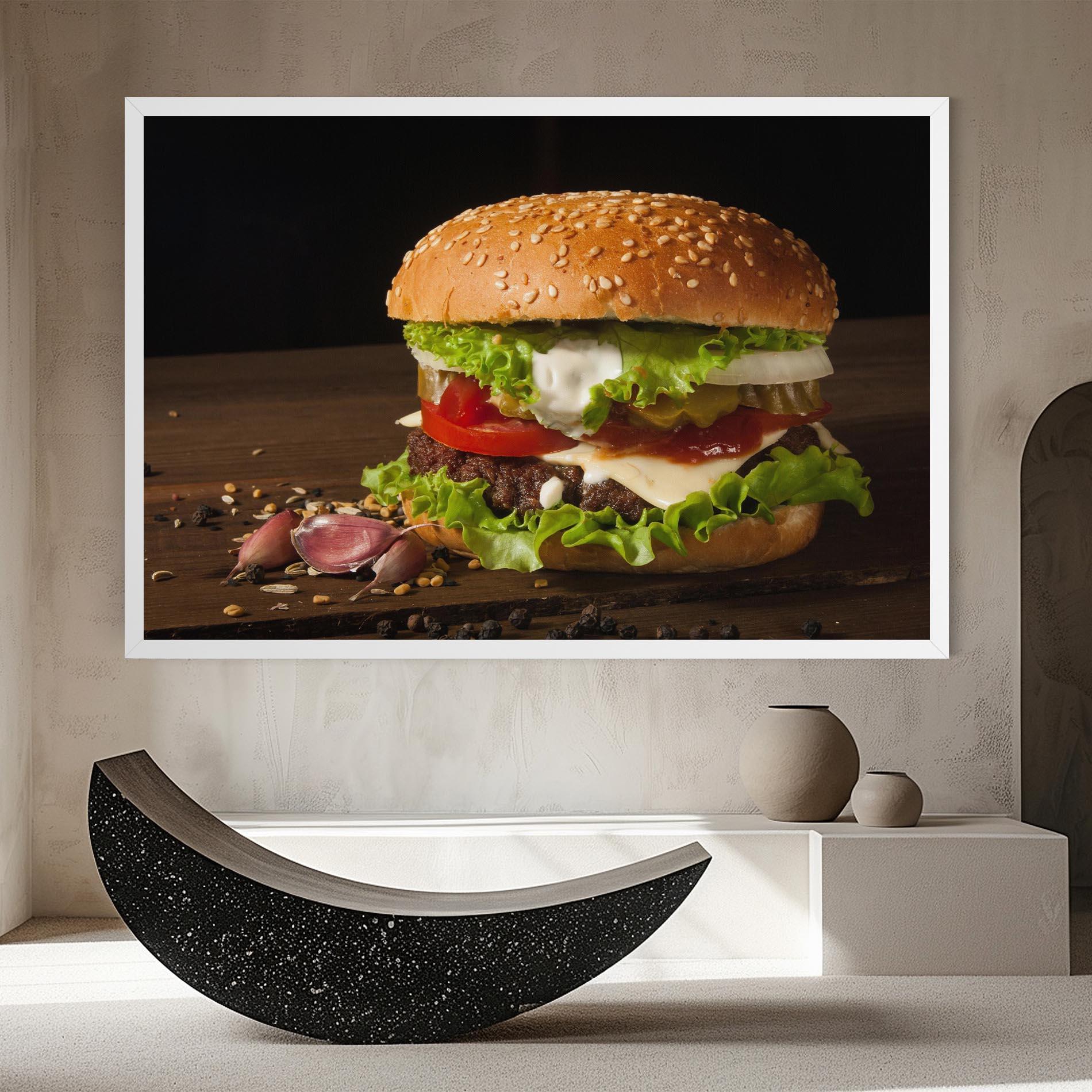 Vászonkép Delicious Hamburger mockup 8