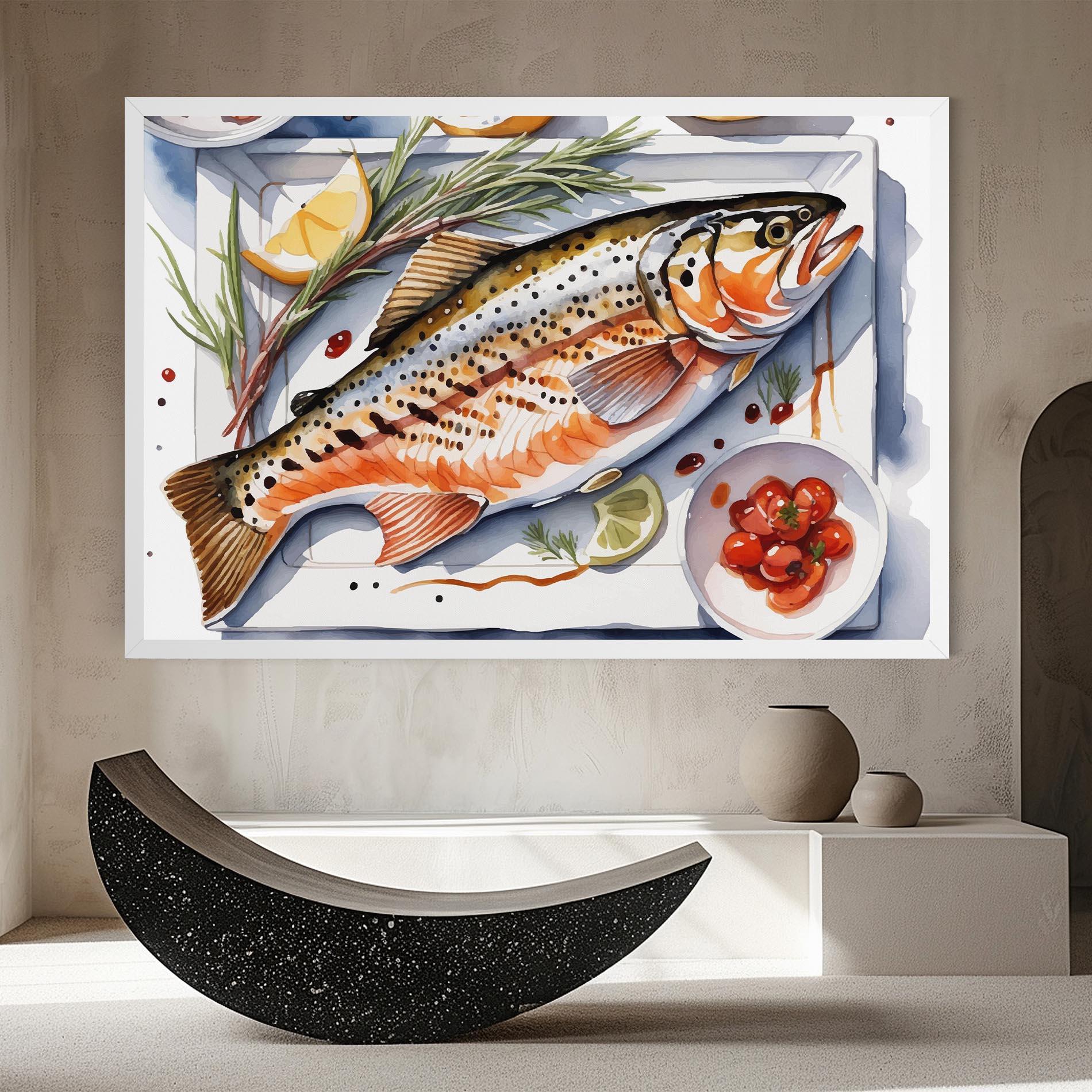 Vászonkép Grilled Trout mockup 8