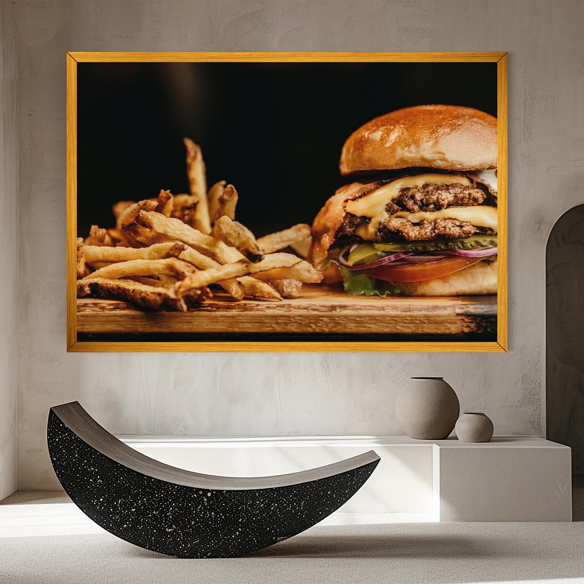 Vászonkép Hamburger With Fries mockup 8