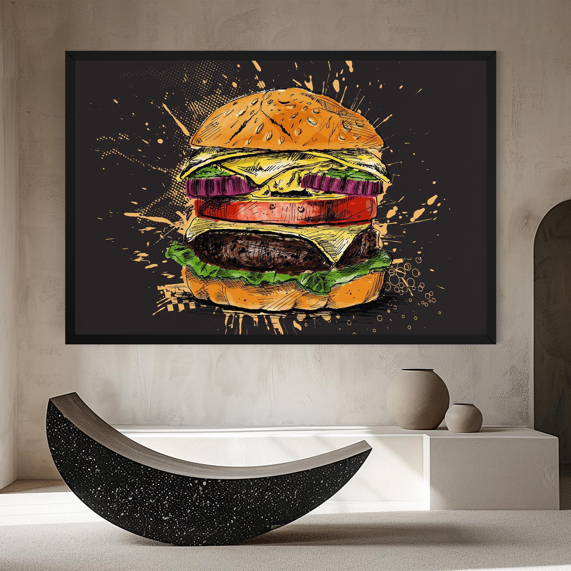 Vászonkép Burger Drawing mockup 8