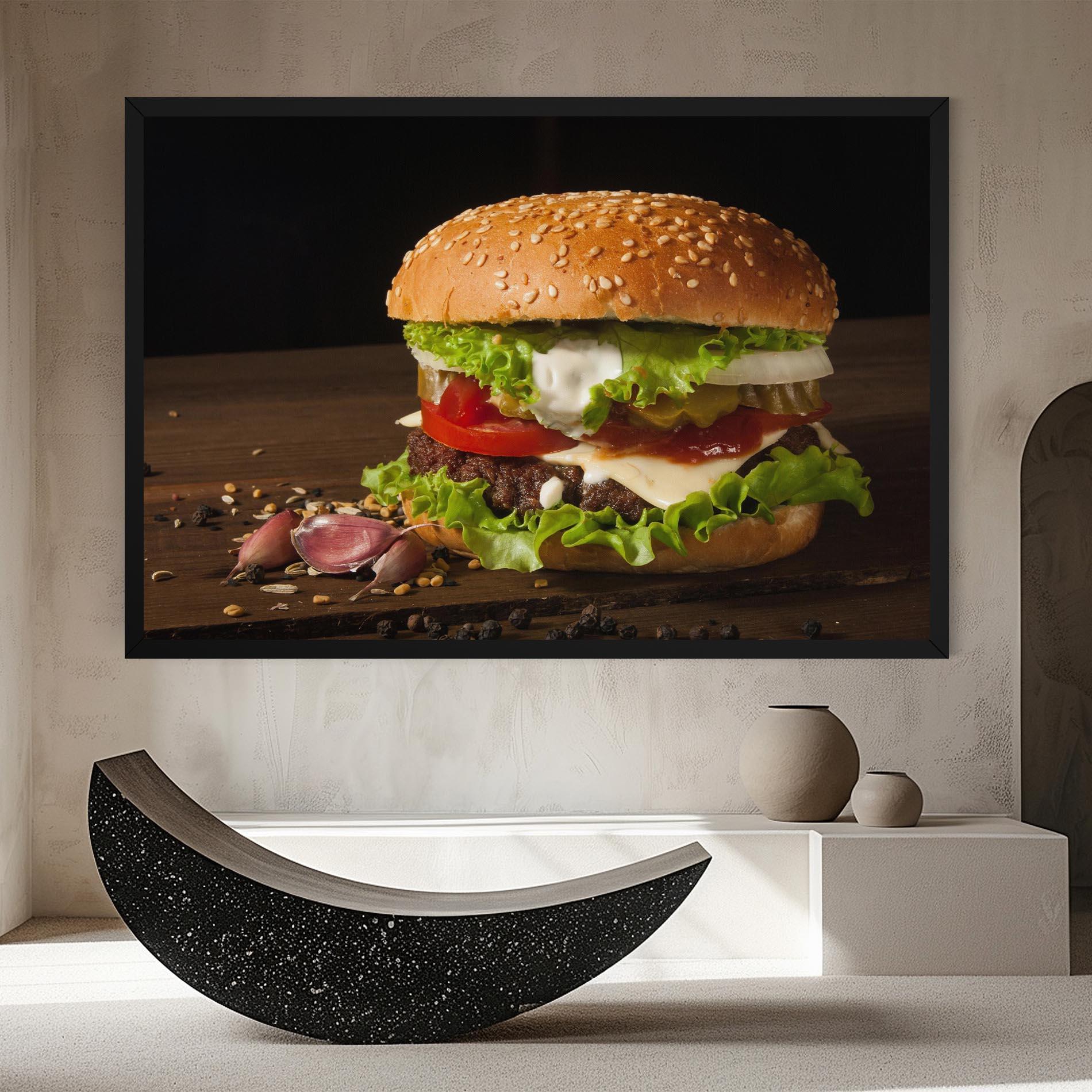 Vászonkép Delicious Hamburger mockup 8