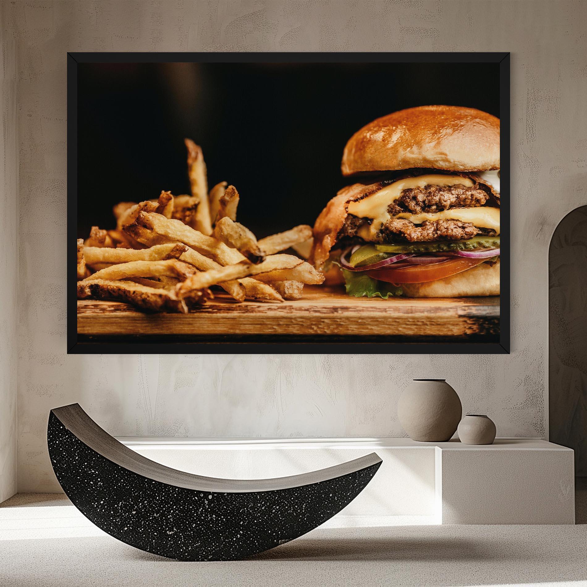 Vászonkép Hamburger With Fries mockup 8