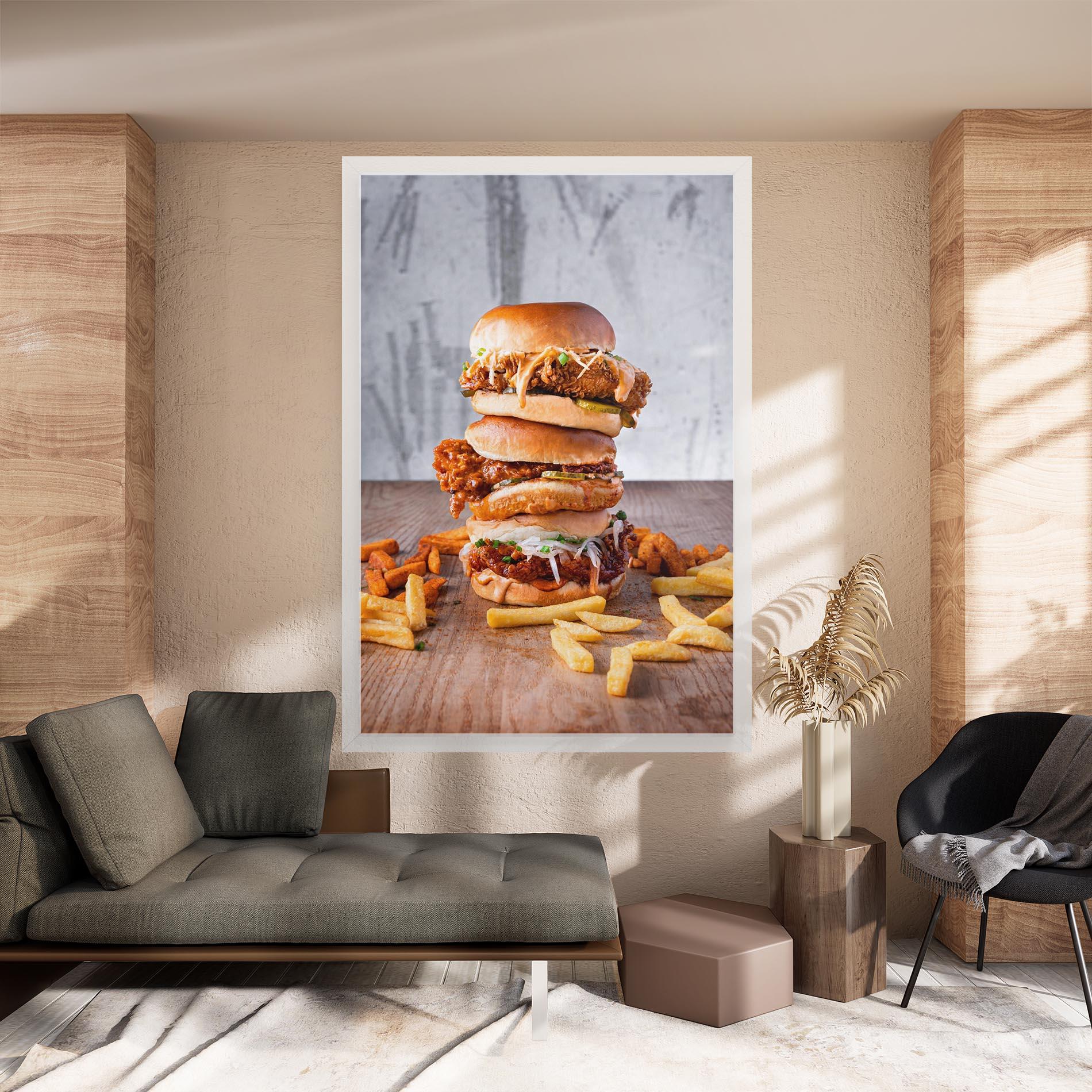 Vászonkép Triple Hamburger mockup 8
